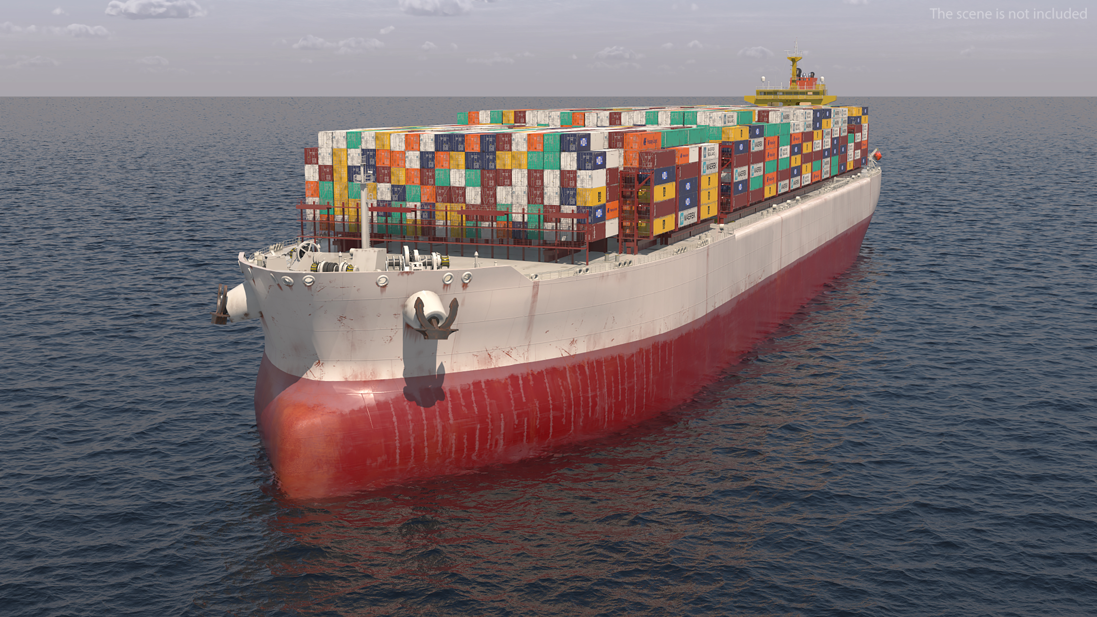 3D Cargo Ship Loaded with Containers model