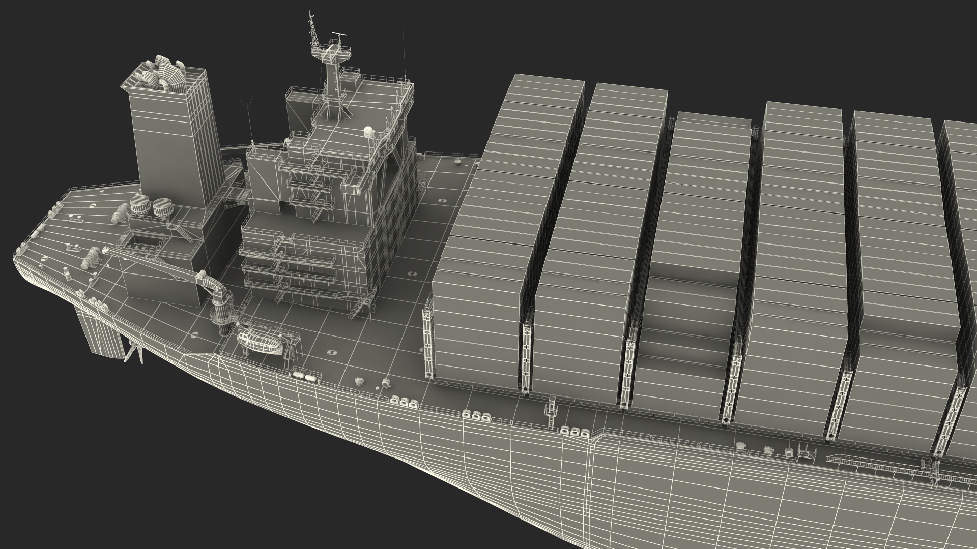 3D Cargo Ship Loaded with Containers model