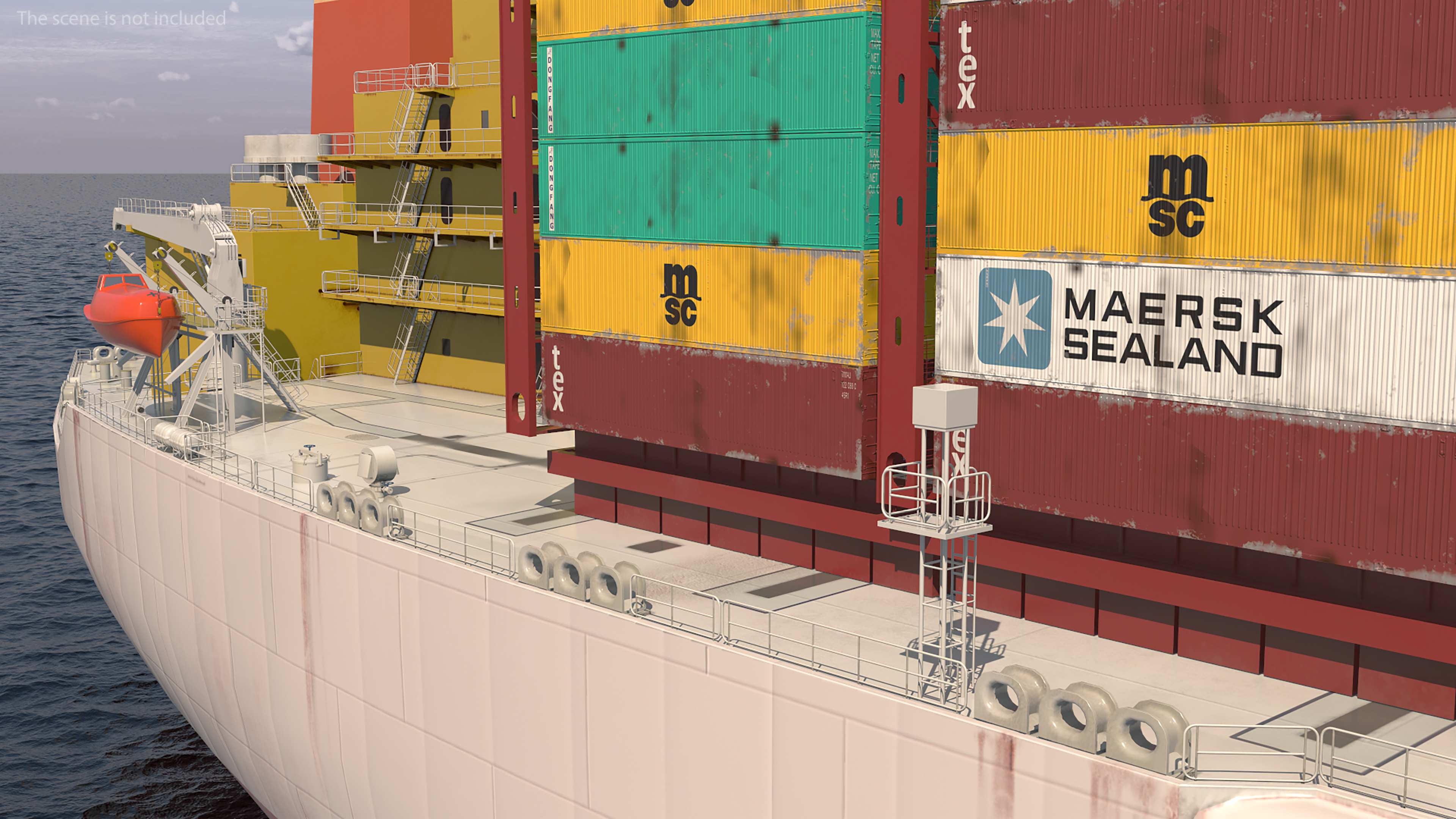 3D Cargo Ship Loaded with Containers model