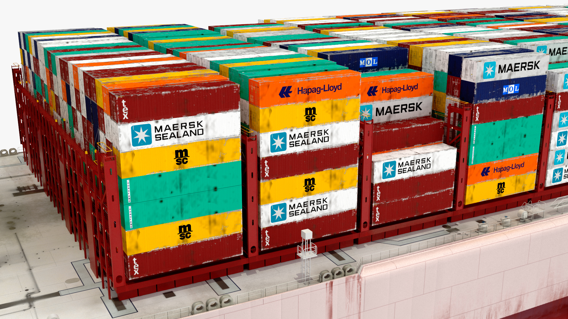 3D Cargo Ship Loaded with Containers model