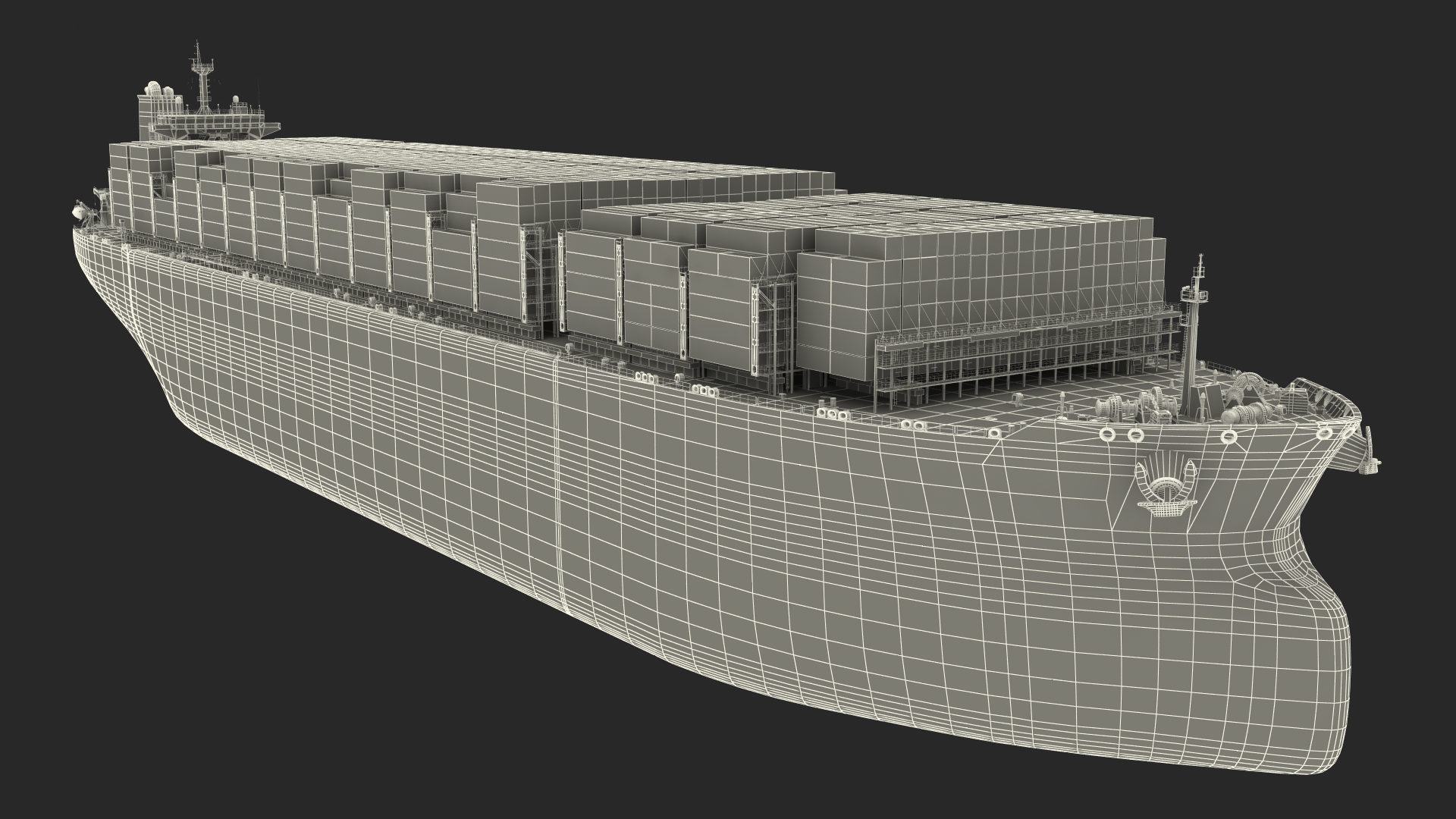 3D Cargo Ship Loaded with Containers model