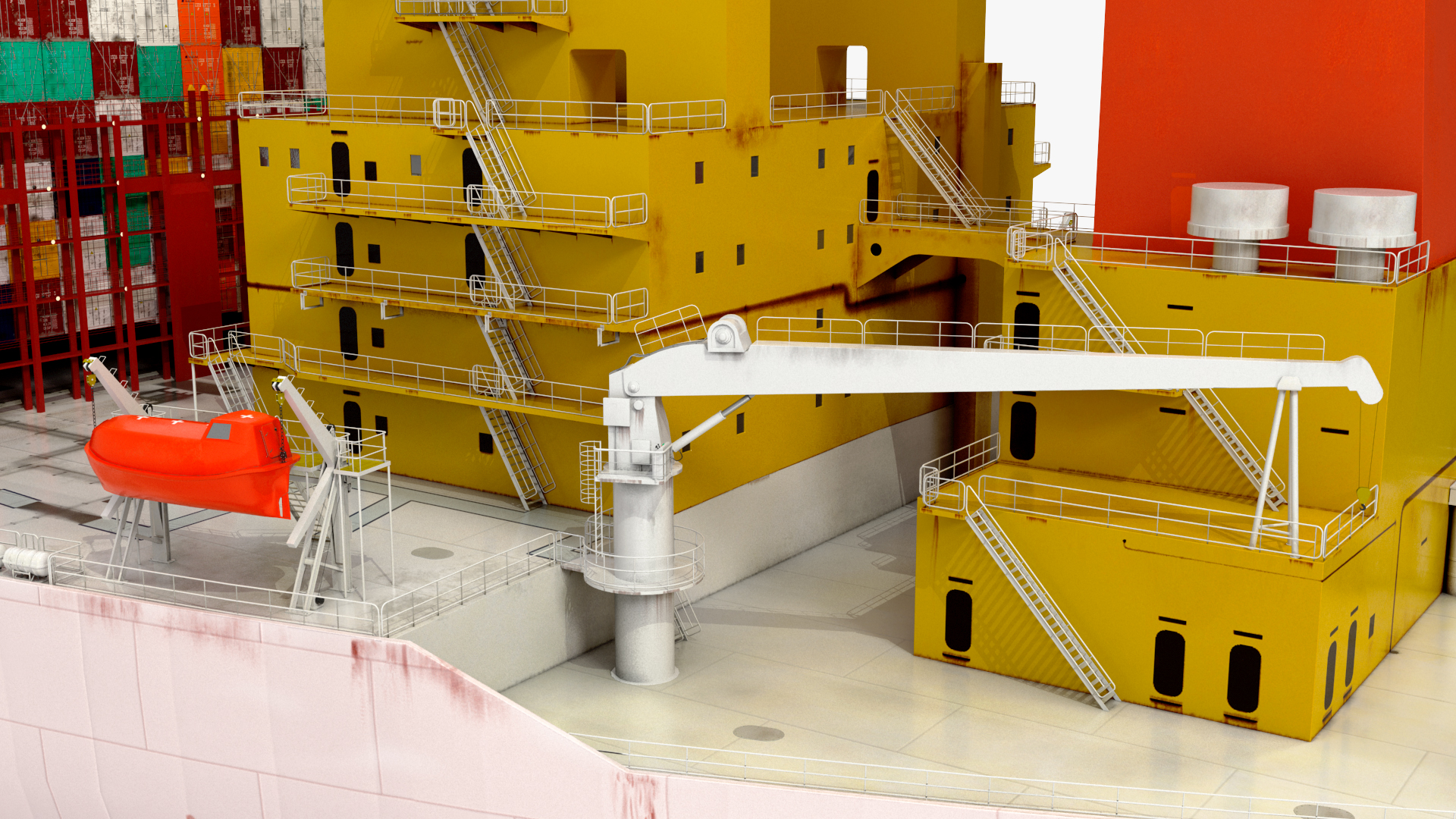 3D Cargo Ship Loaded with Containers model