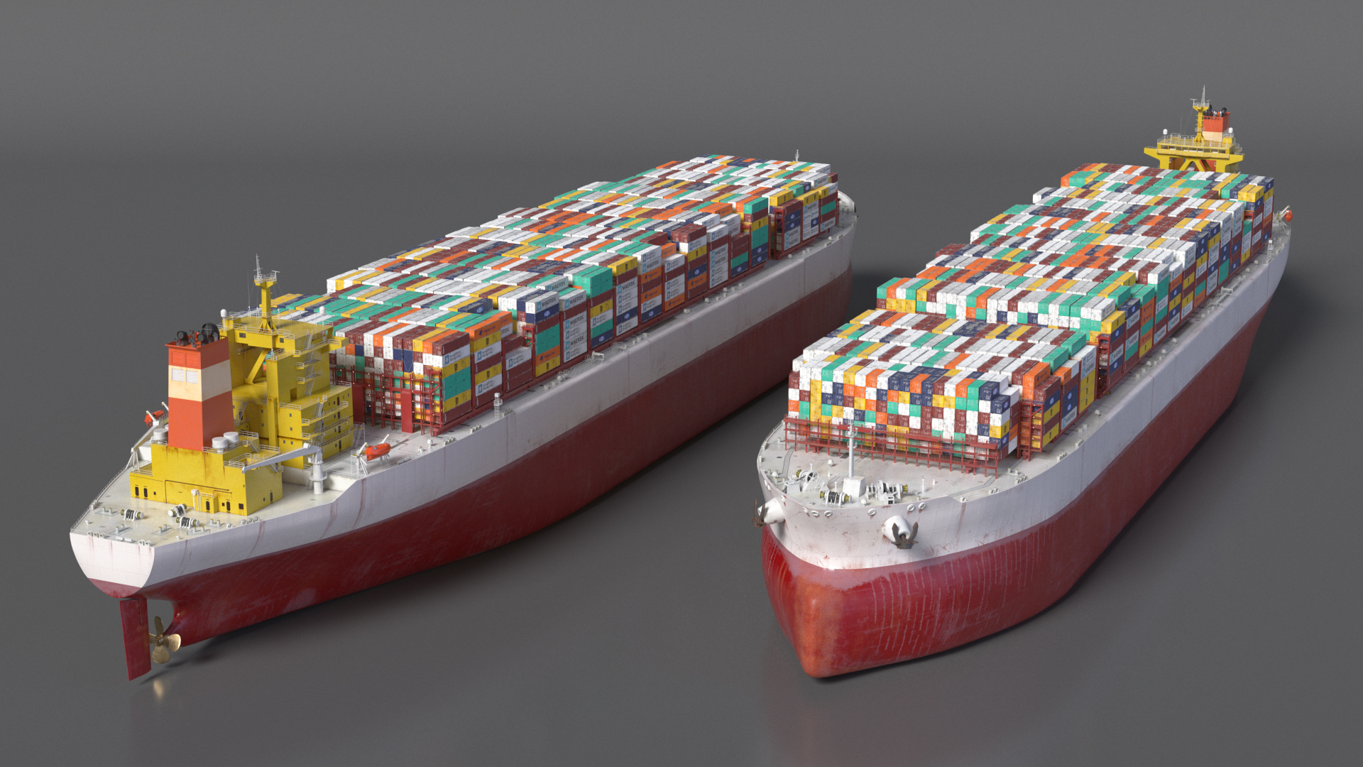 3D Cargo Ship Loaded with Containers model