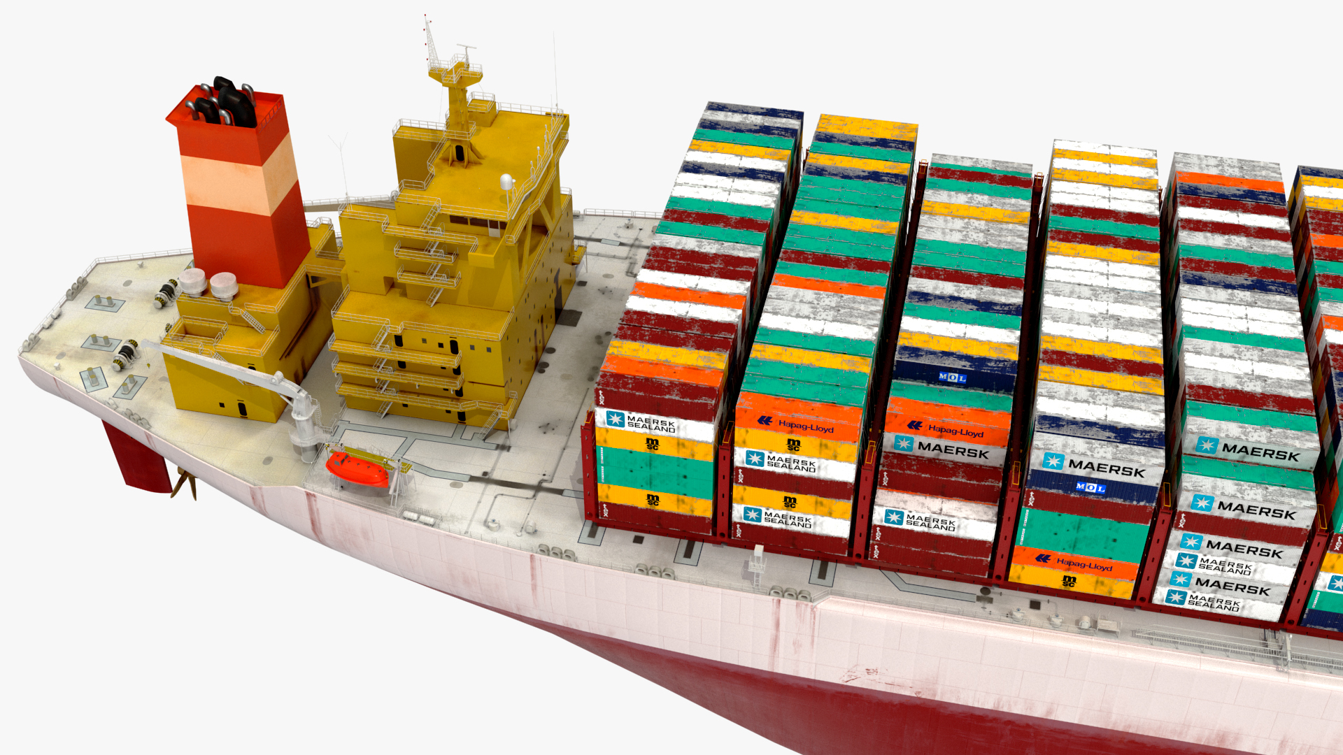 3D Cargo Ship Loaded with Containers model