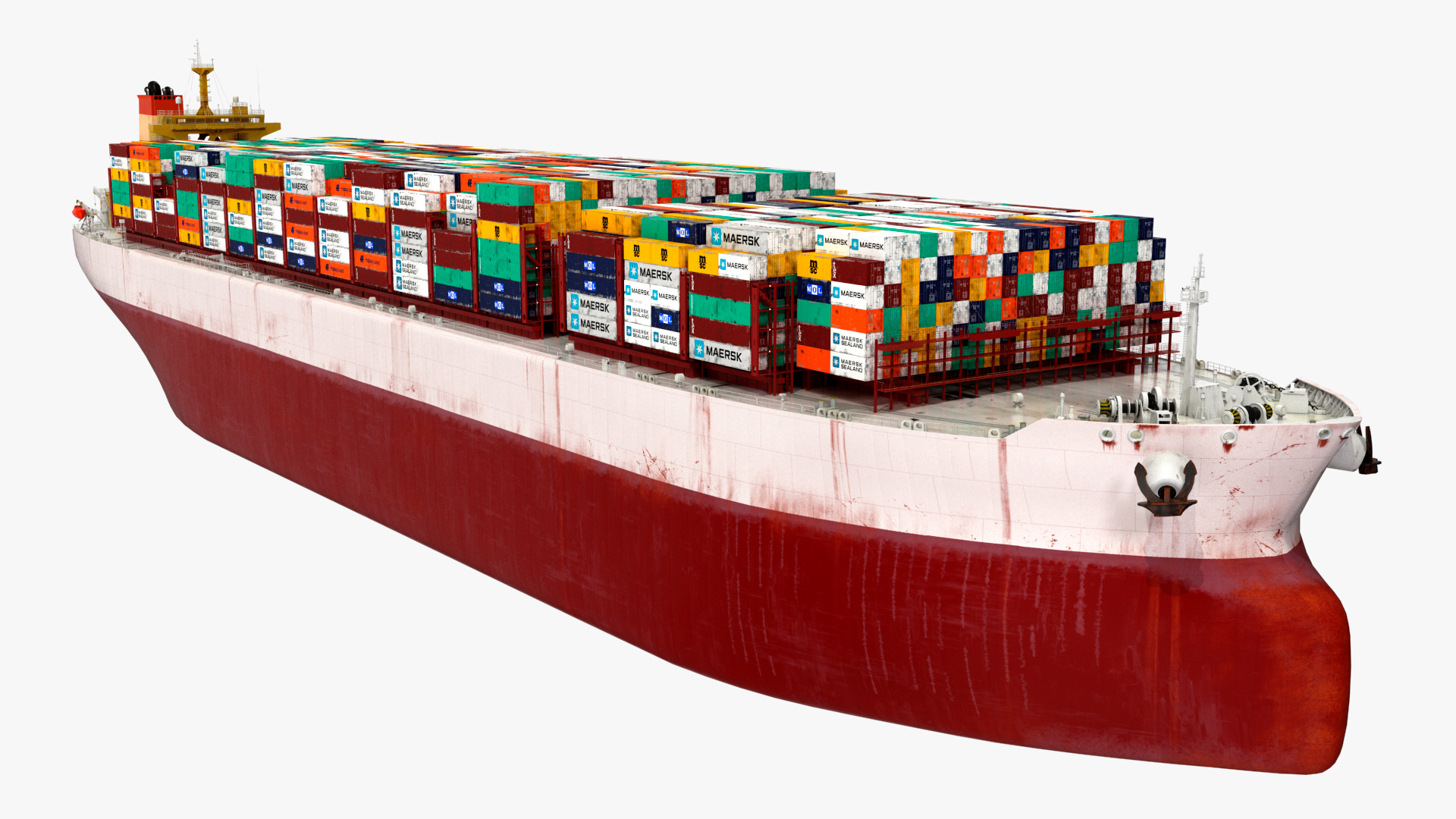 3D Cargo Ship Loaded with Containers model