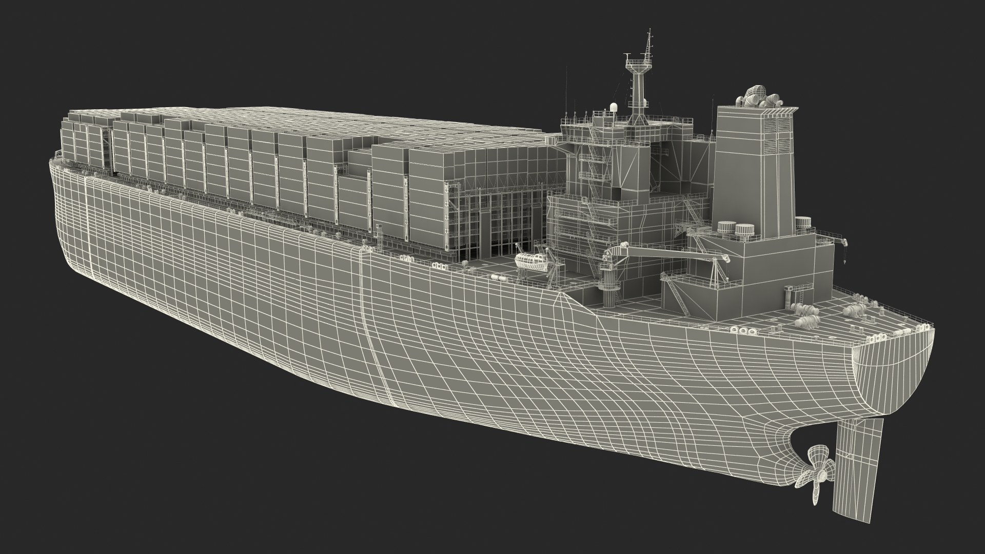 3D Cargo Ship Loaded with Containers model