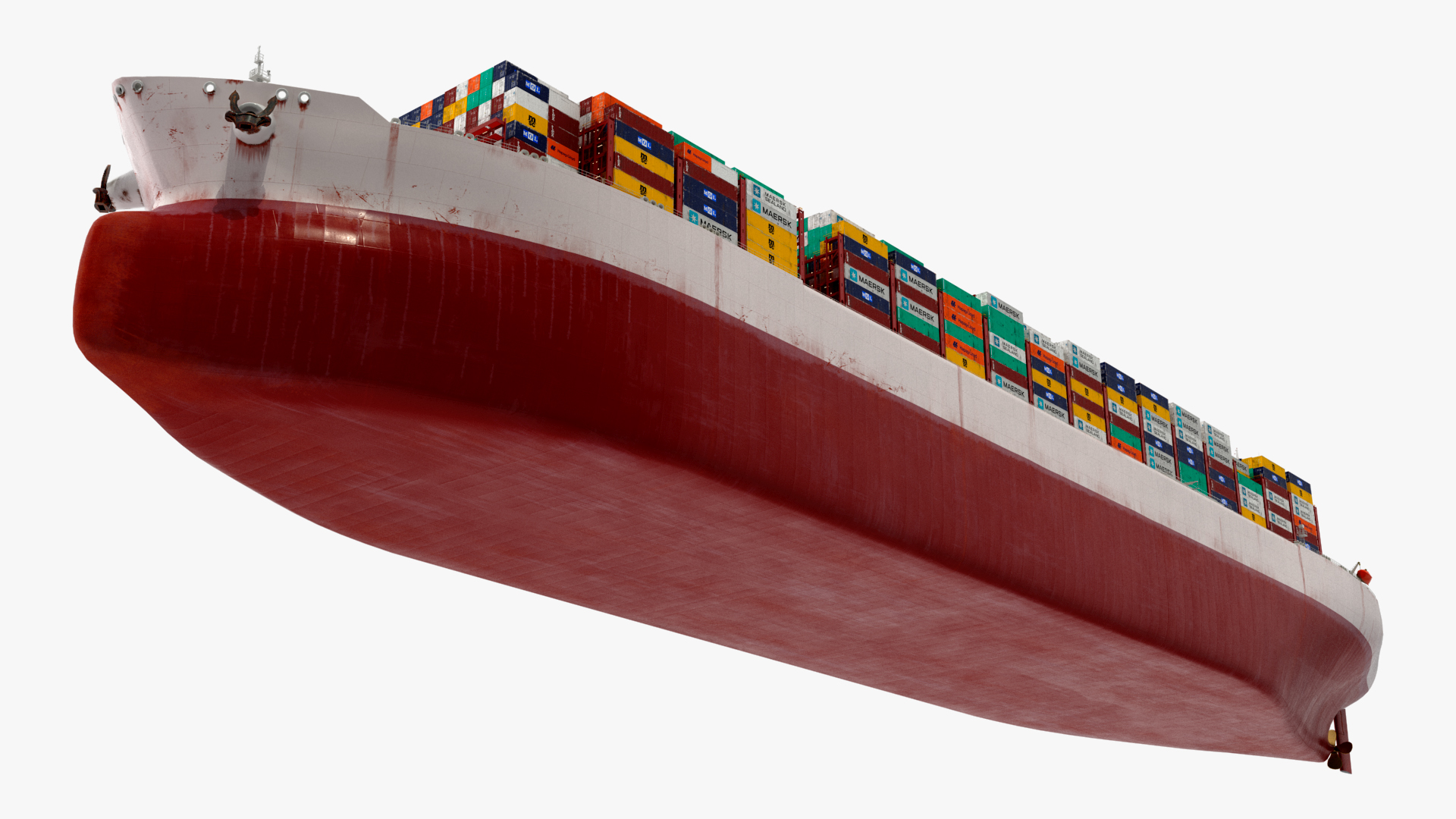 3D Cargo Ship Loaded with Containers model