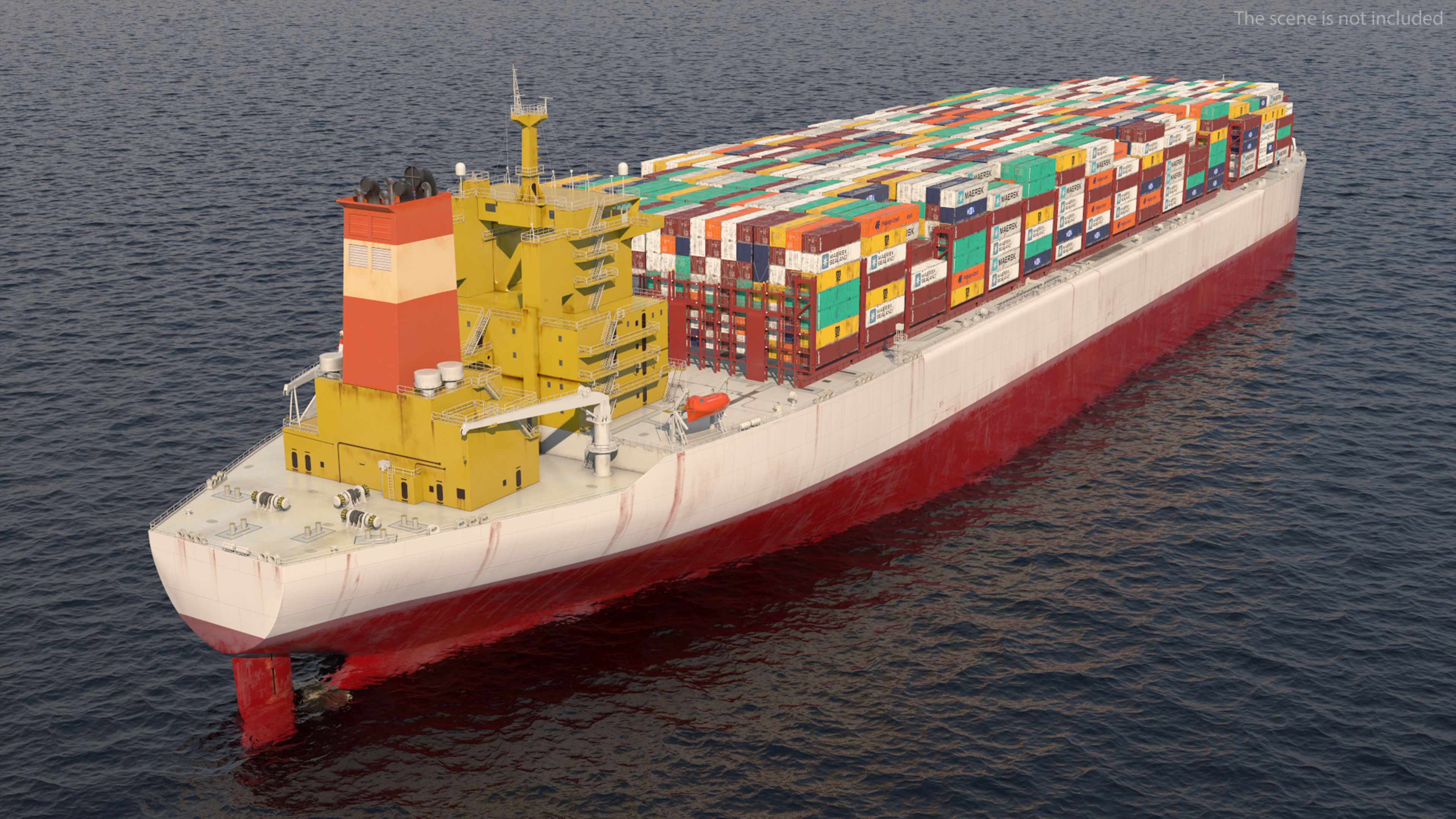 3D Cargo Ship Loaded with Containers model