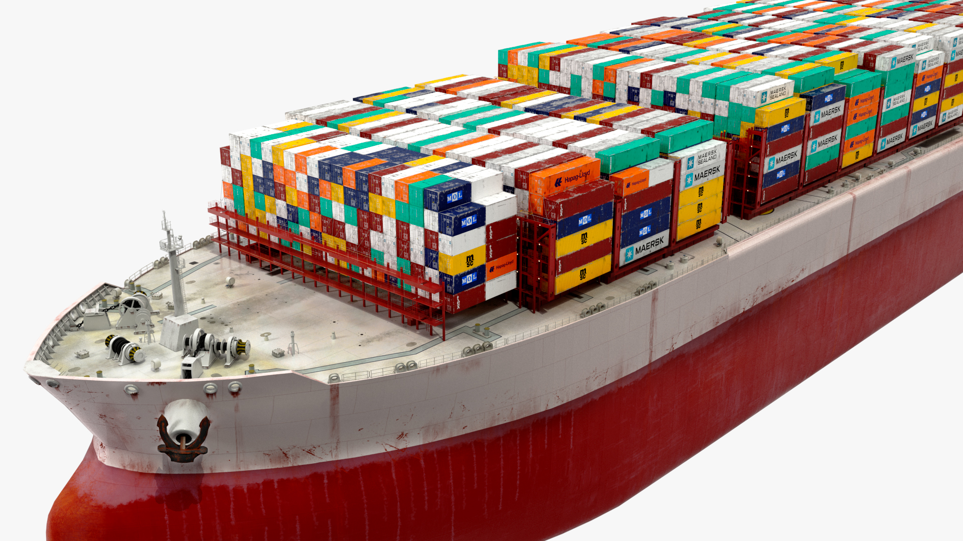 3D Cargo Ship Loaded with Containers model