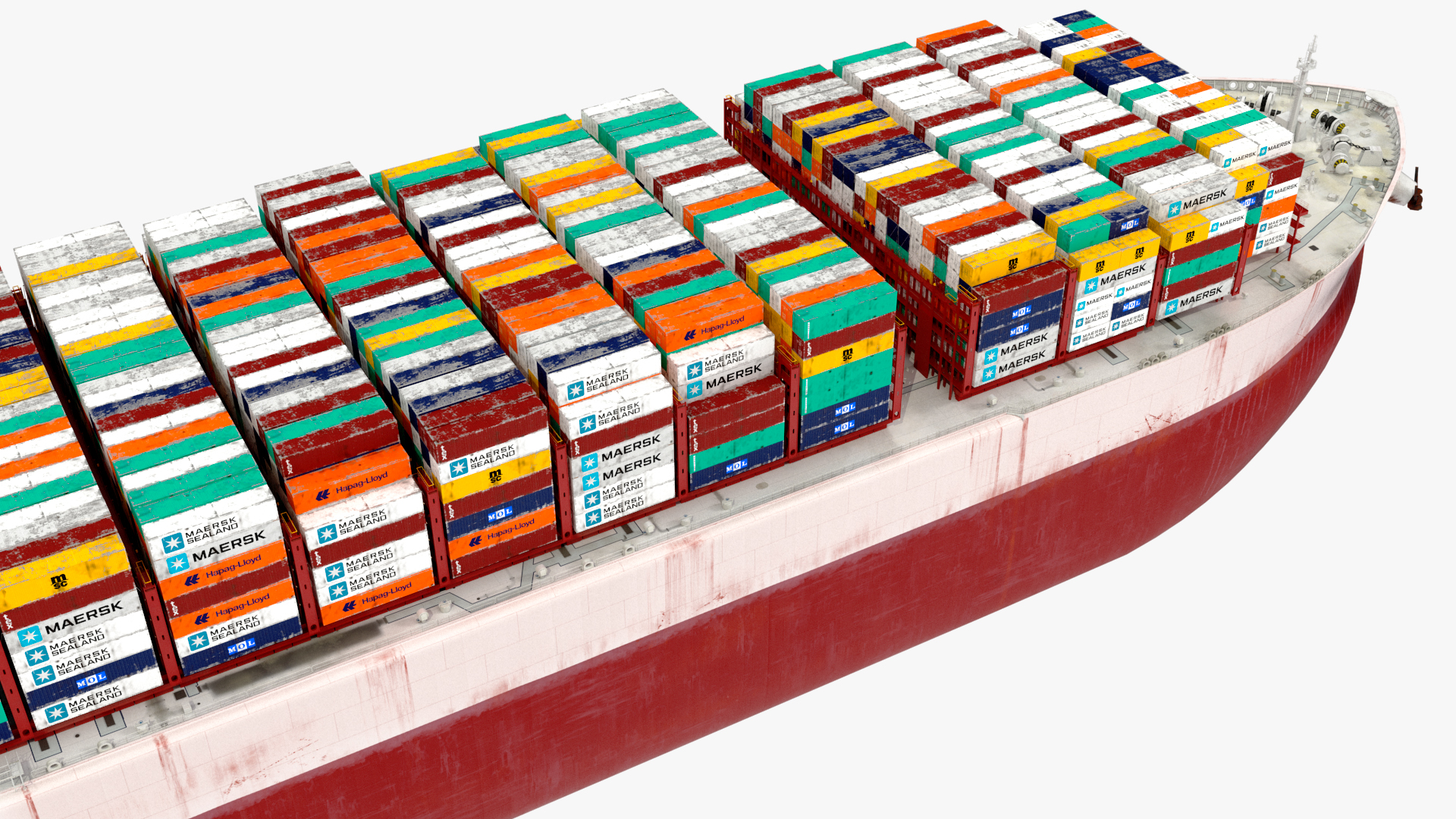 3D Cargo Ship Loaded with Containers model