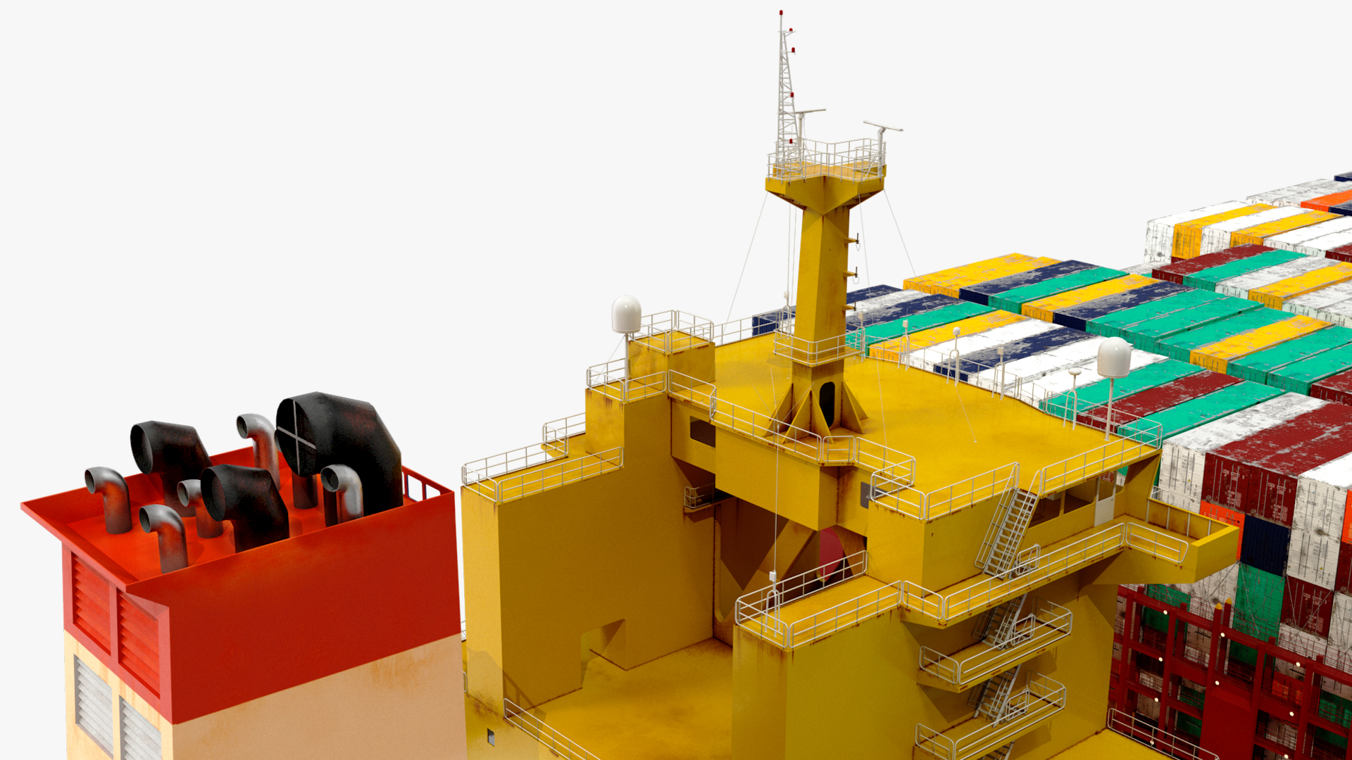 3D Cargo Ship Loaded with Containers model