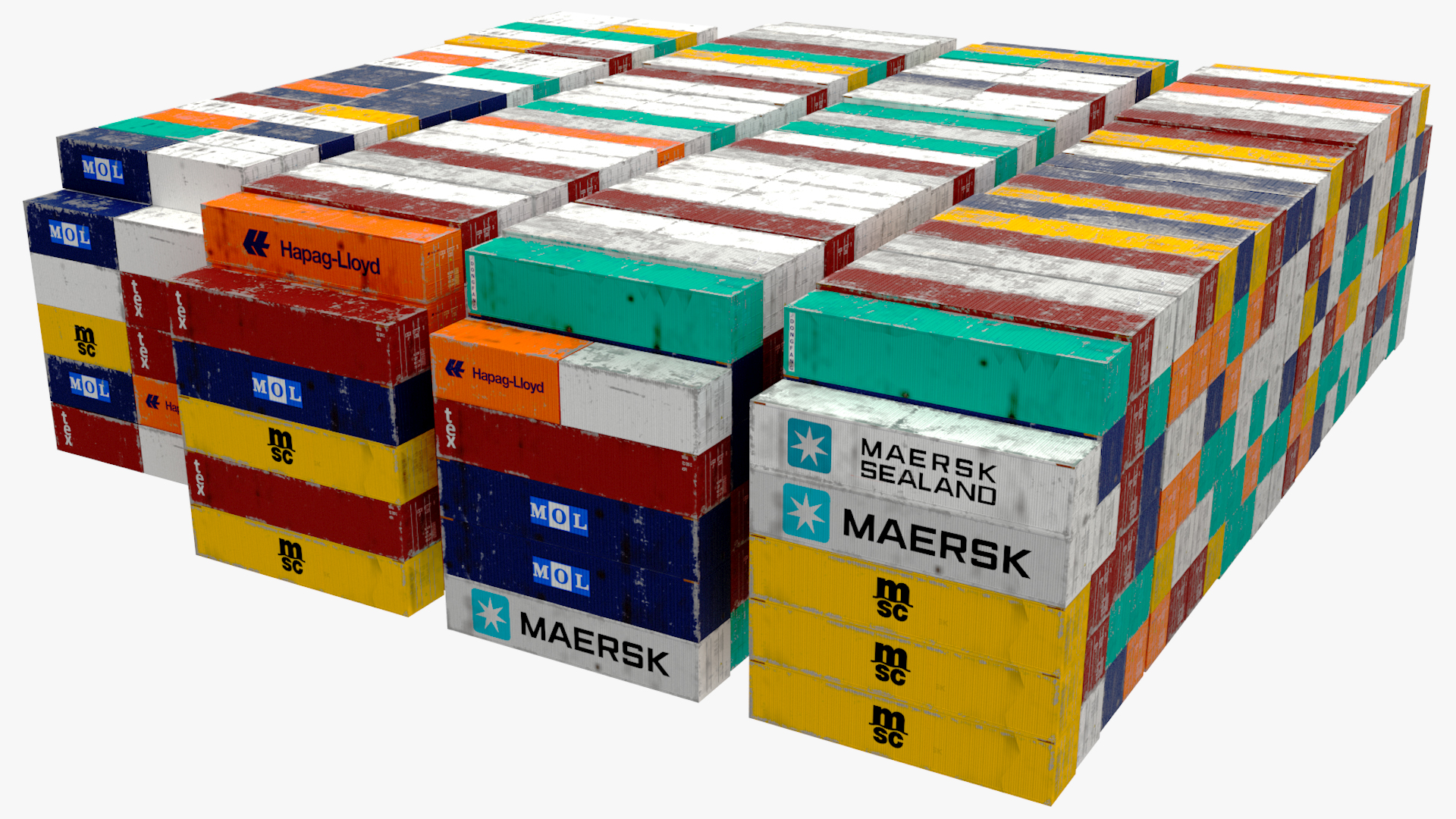 3D Cargo Ship Loaded with Containers model