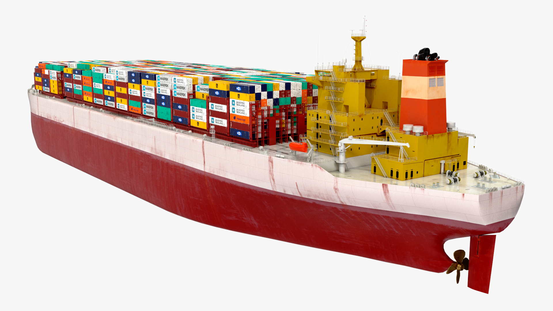 3D Cargo Ship Loaded with Containers model