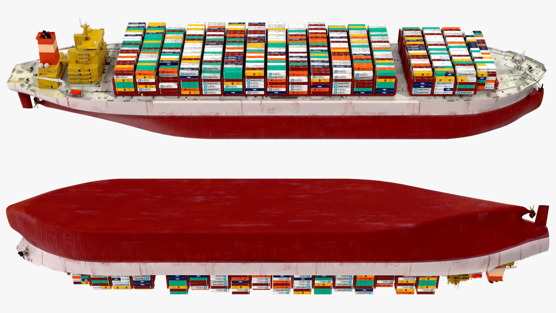 3D Cargo Ship Loaded with Containers model