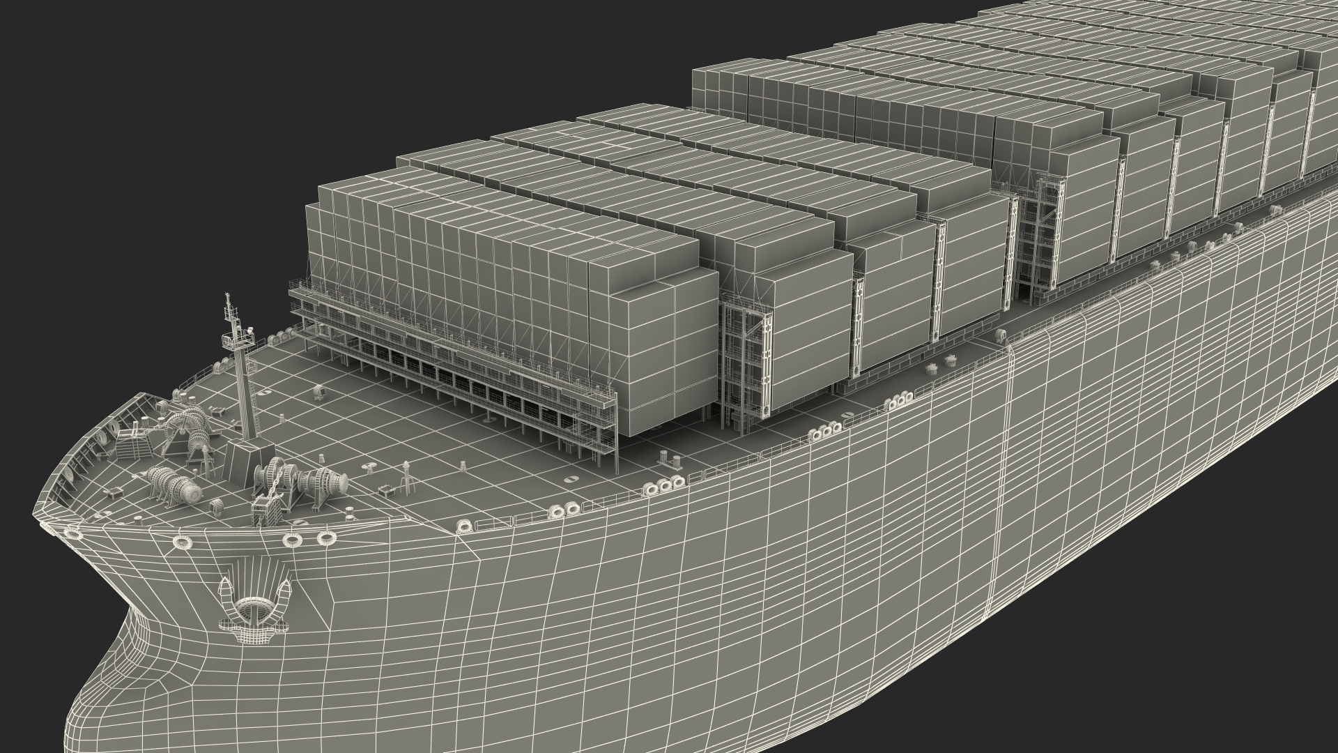 3D Cargo Ship Loaded with Containers model