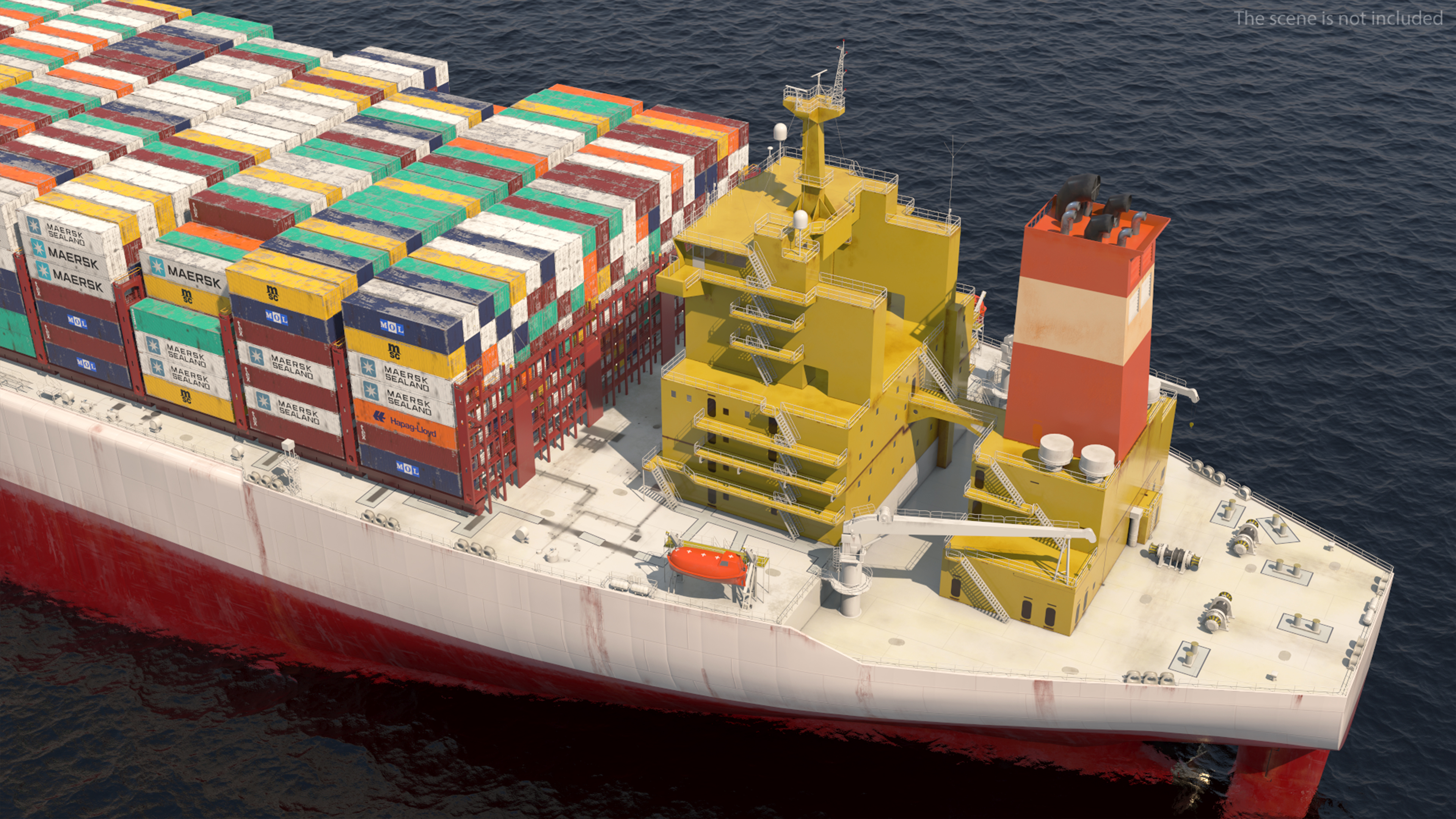 3D Cargo Ship Loaded with Containers model