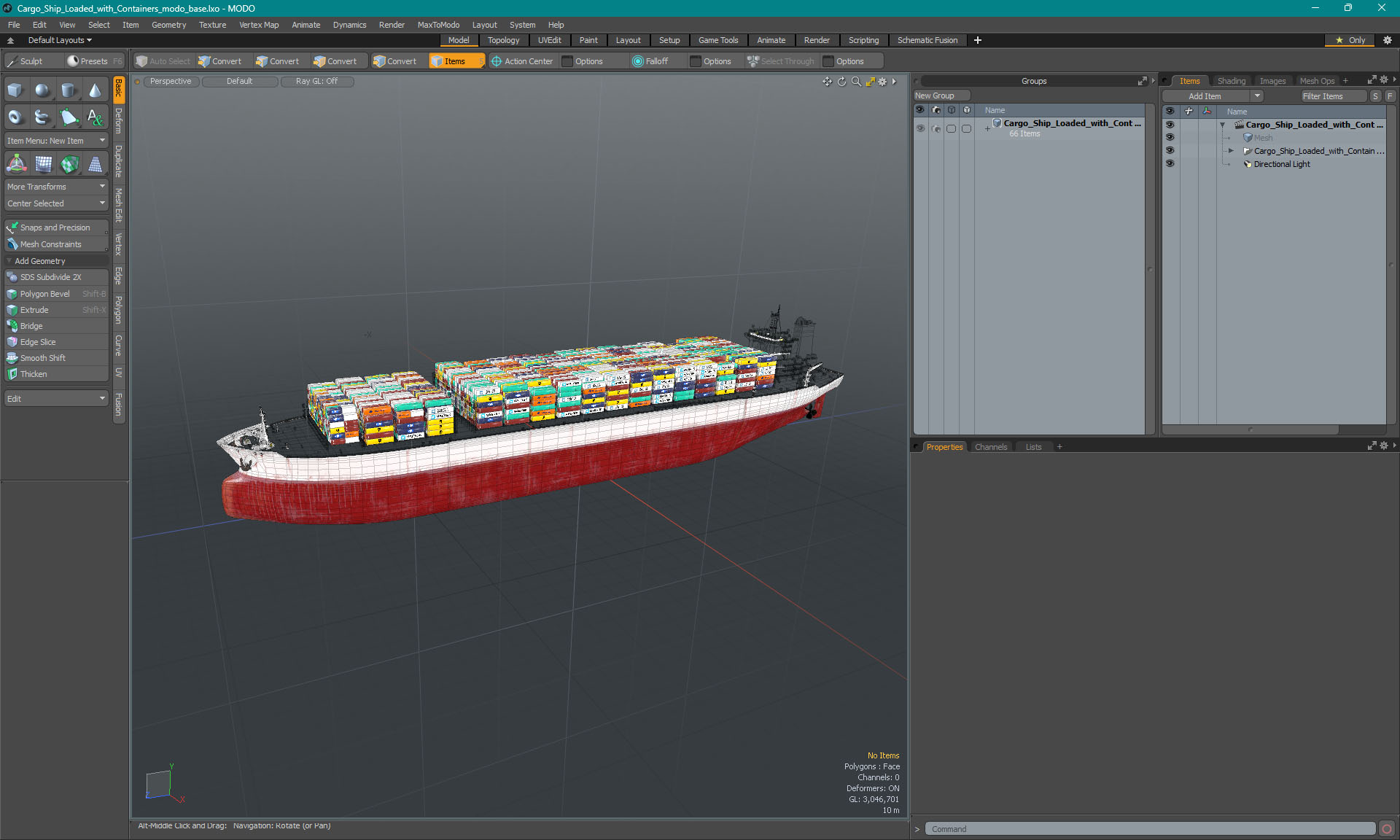 3D Cargo Ship Loaded with Containers model