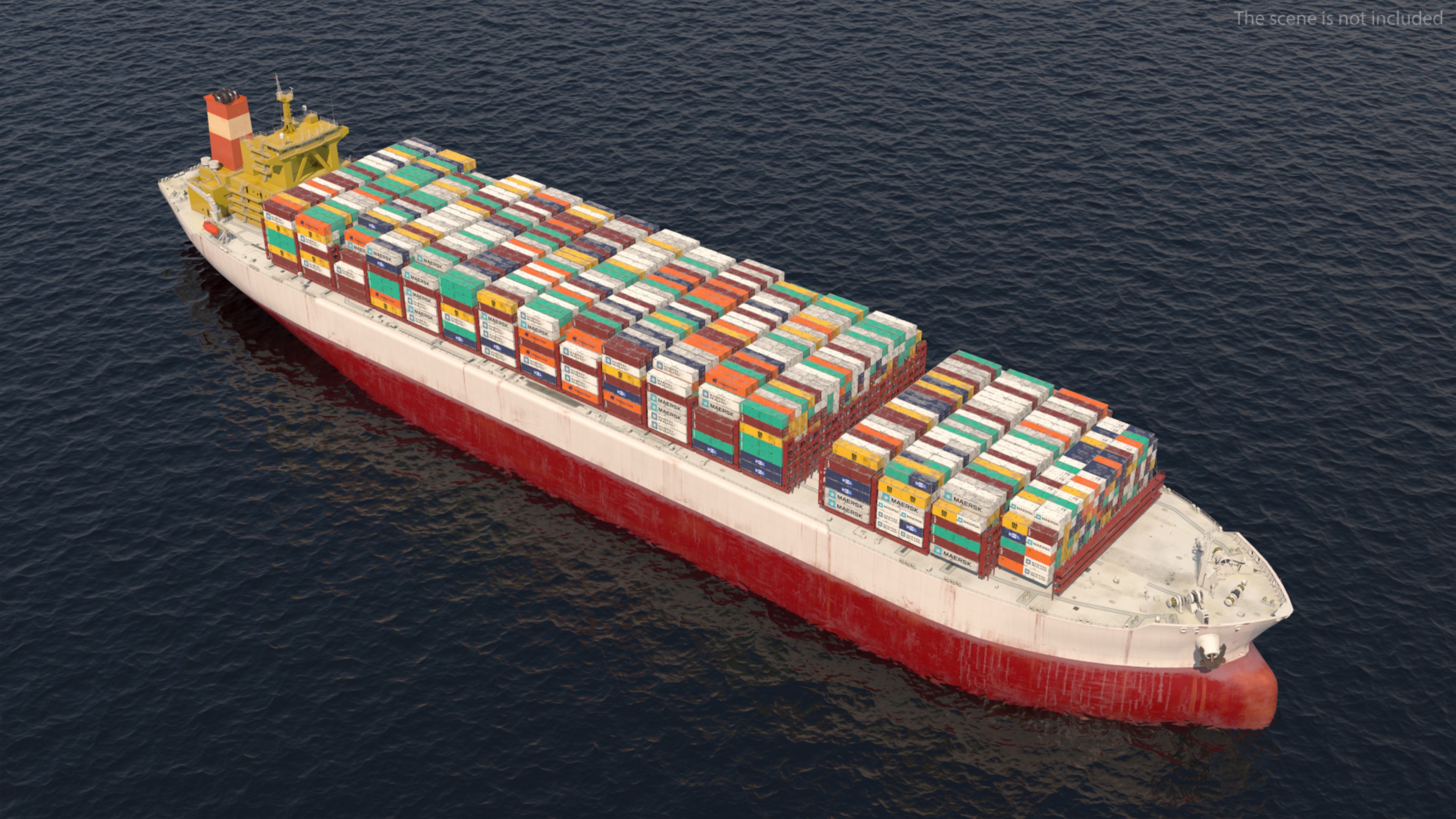 3D Cargo Ship Loaded with Containers model