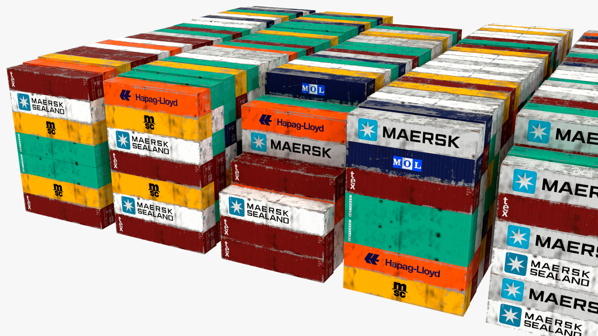 3D Cargo Ship Loaded with Containers model