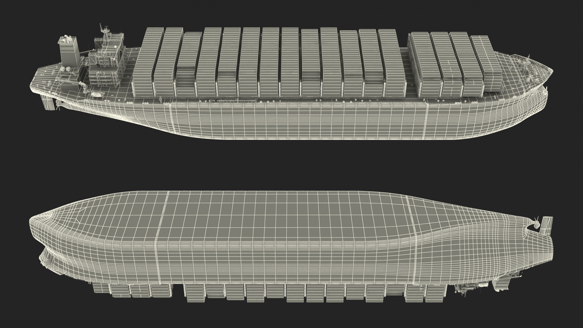 3D Cargo Ship Loaded with Containers model