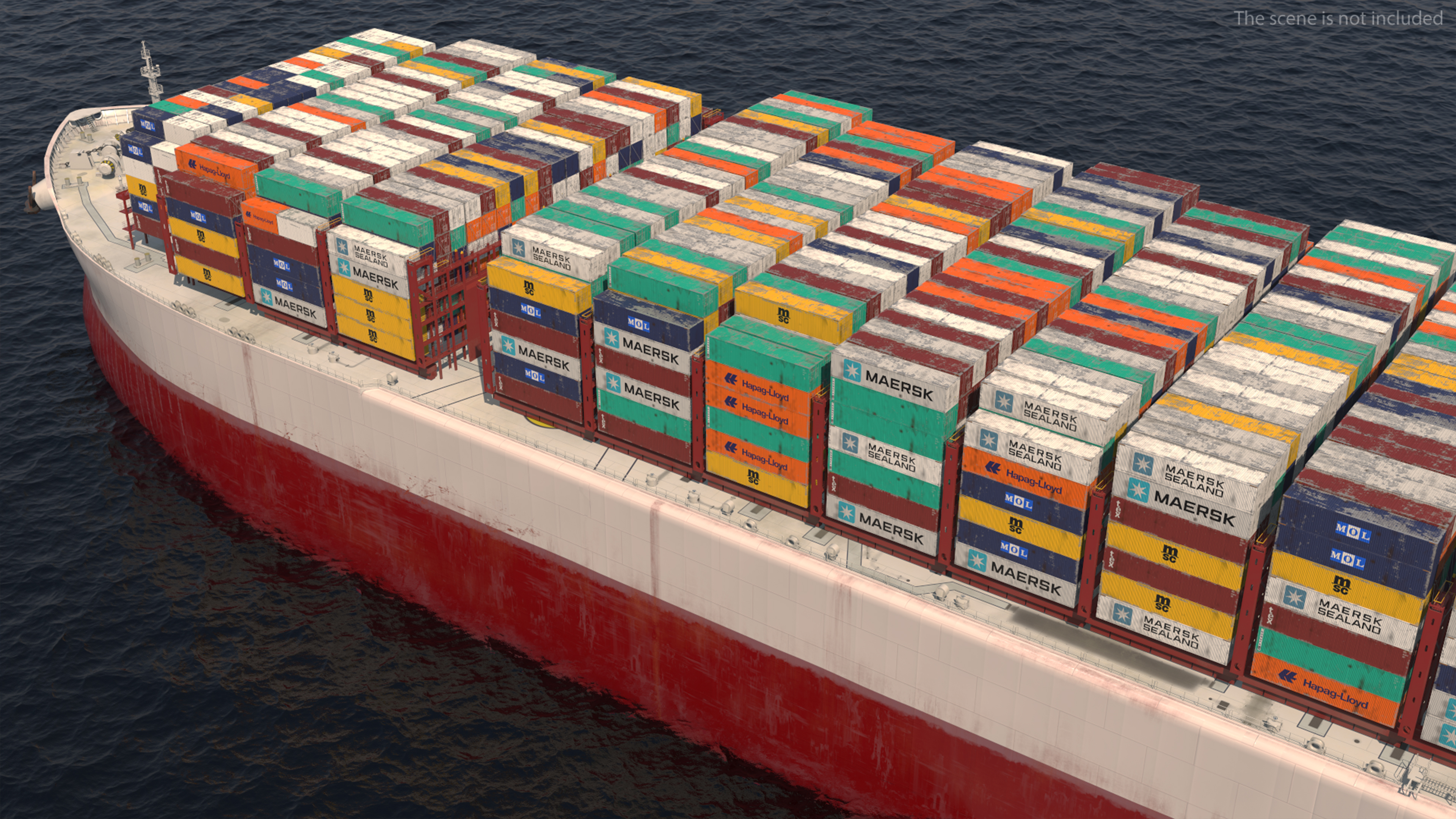 3D Cargo Ship Loaded with Containers model