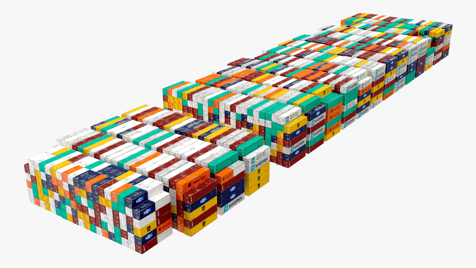 3D Cargo Ship Loaded with Containers model