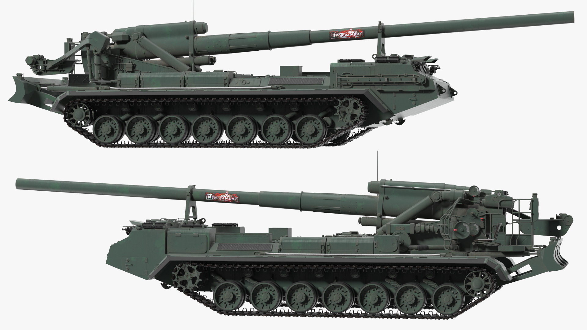 2S7 Pion Self Propelled Heavy Artillery Clean Rigged 3D