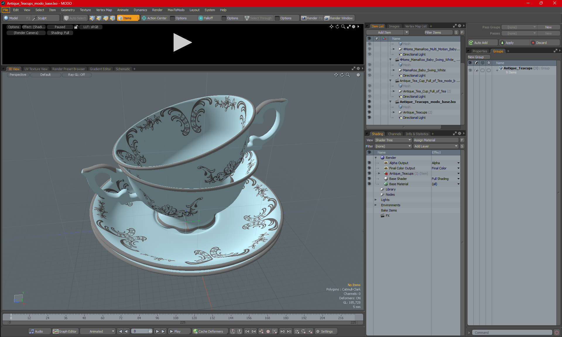 3D model Antique Teacups