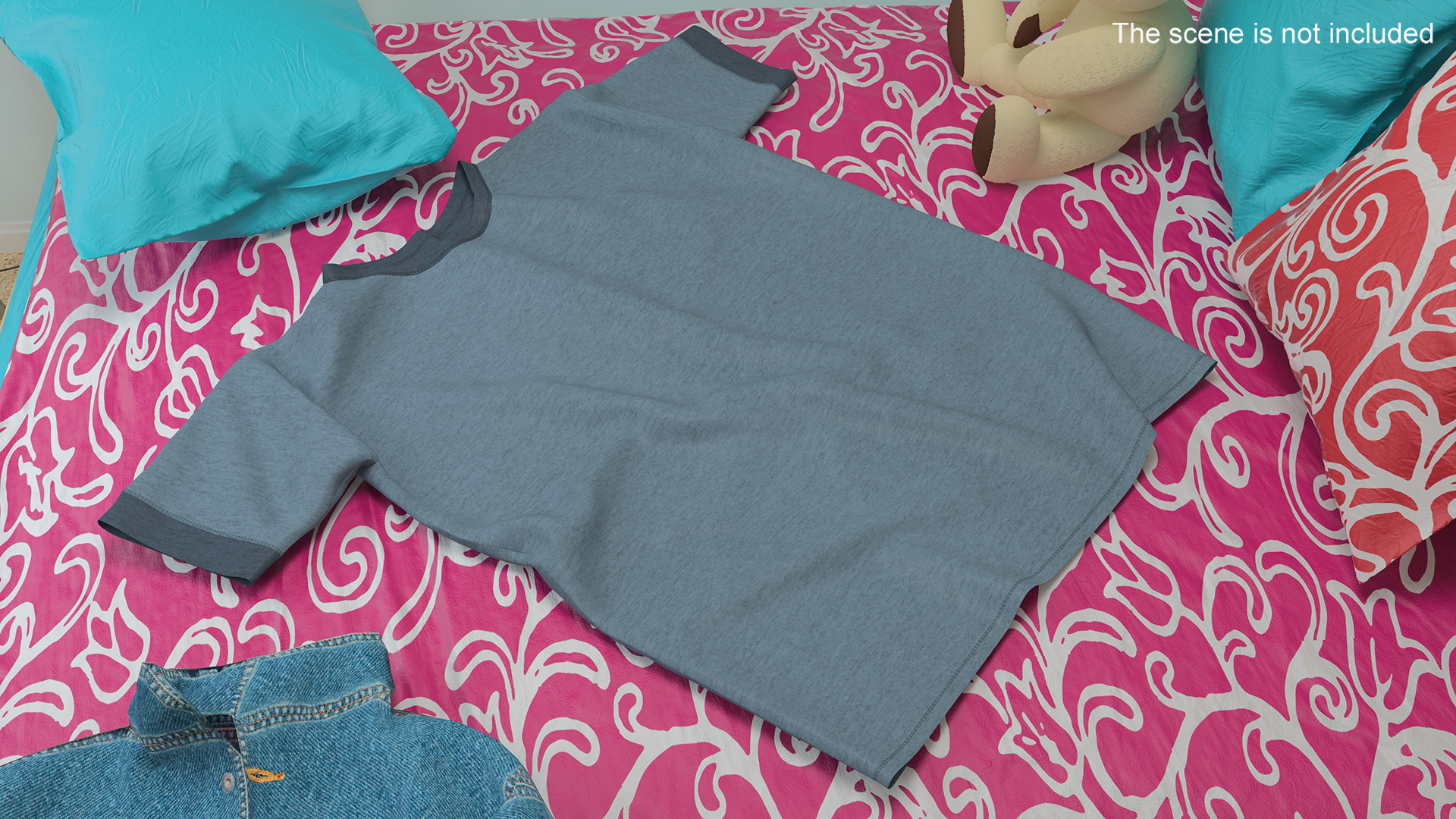 Flat Lay of Grey Shirt 3D