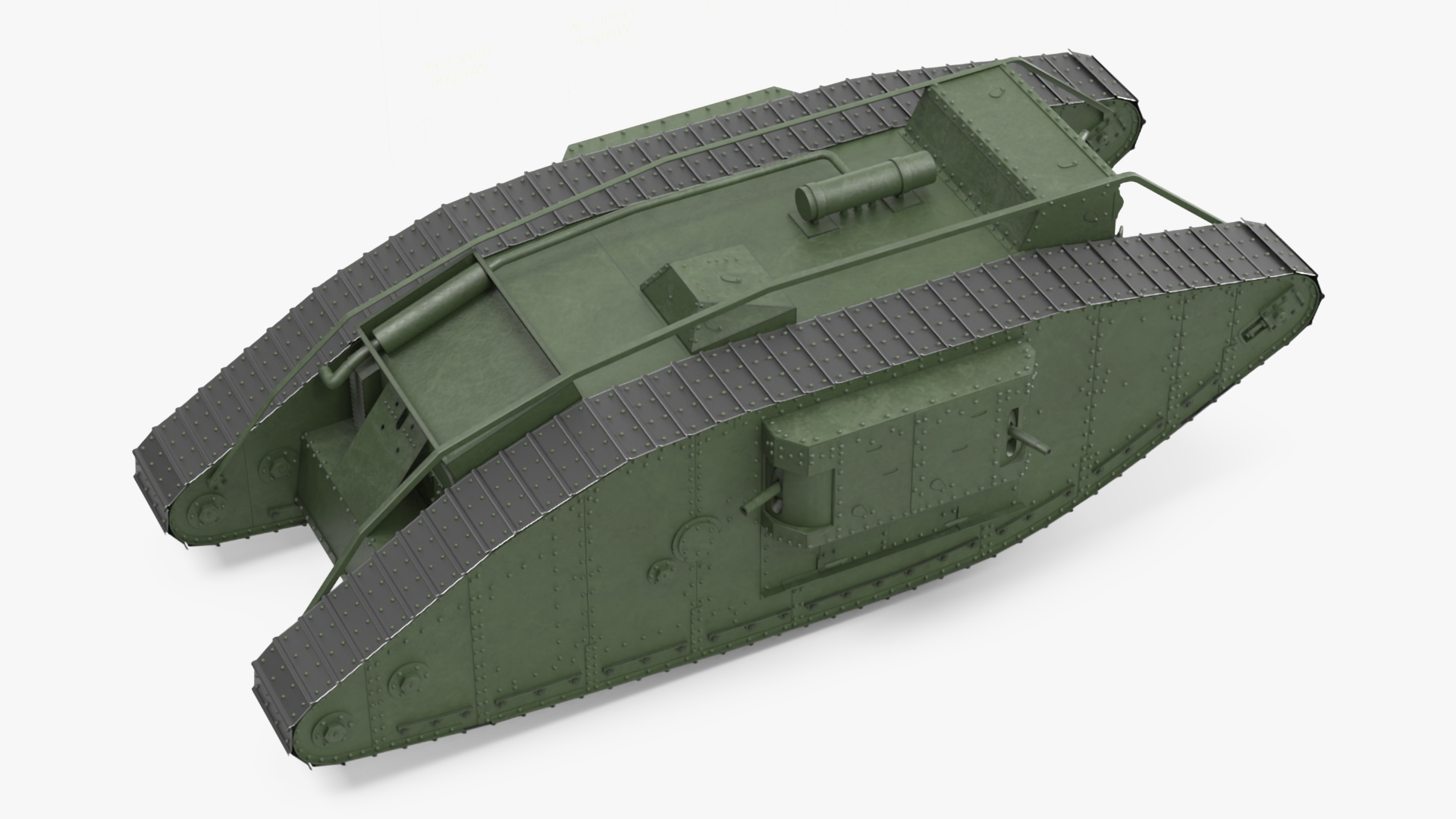 3D Tank MK 4 Female Green Rigged for Cinema 4D model