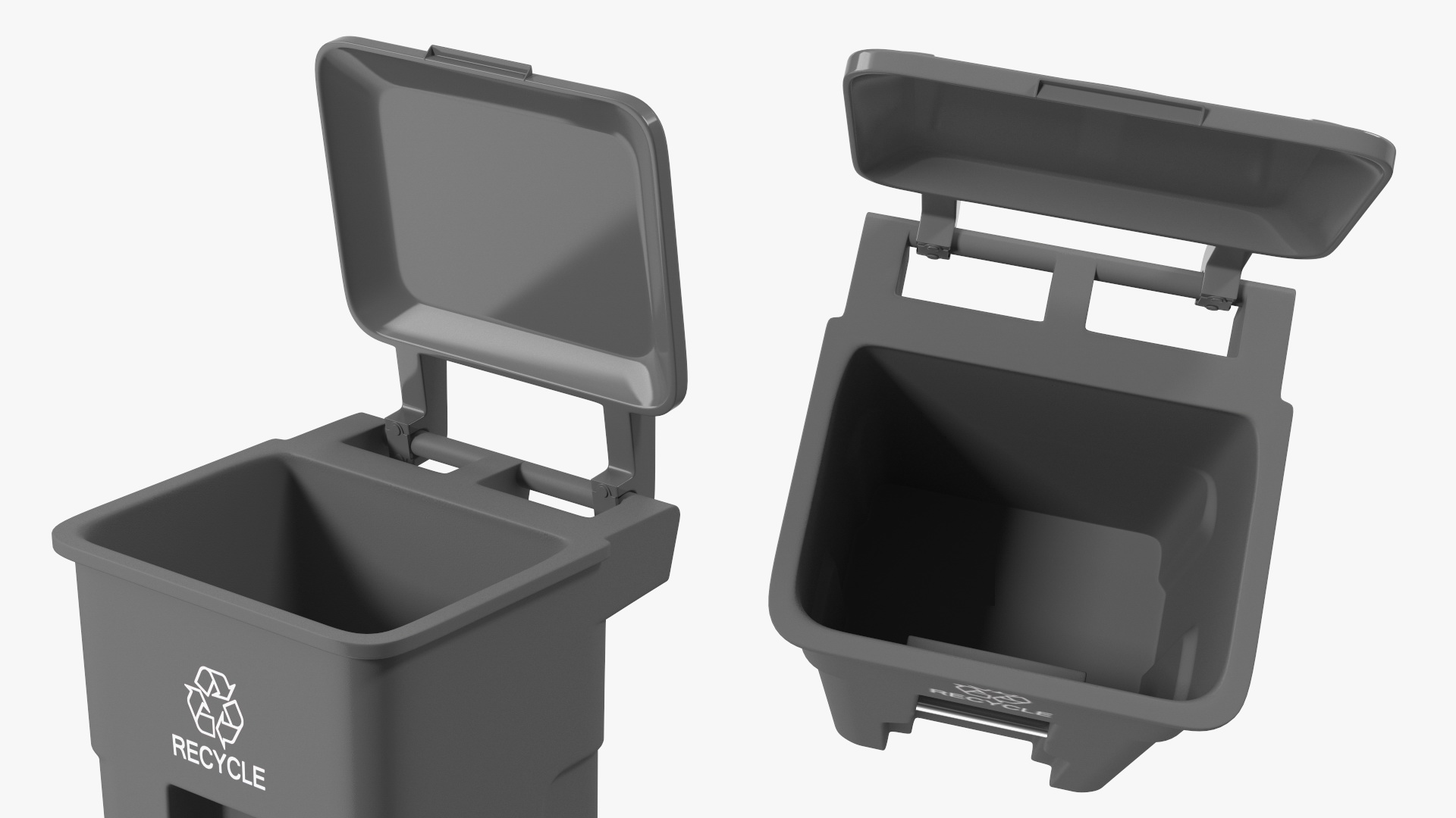 Waste Bin with Lid and Wheels Grey 3D model