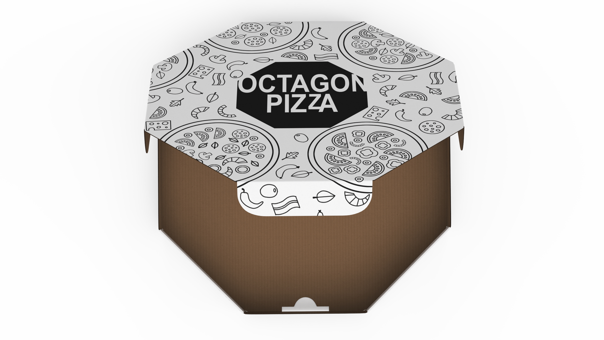 3D model Octagonal Pizza Box White