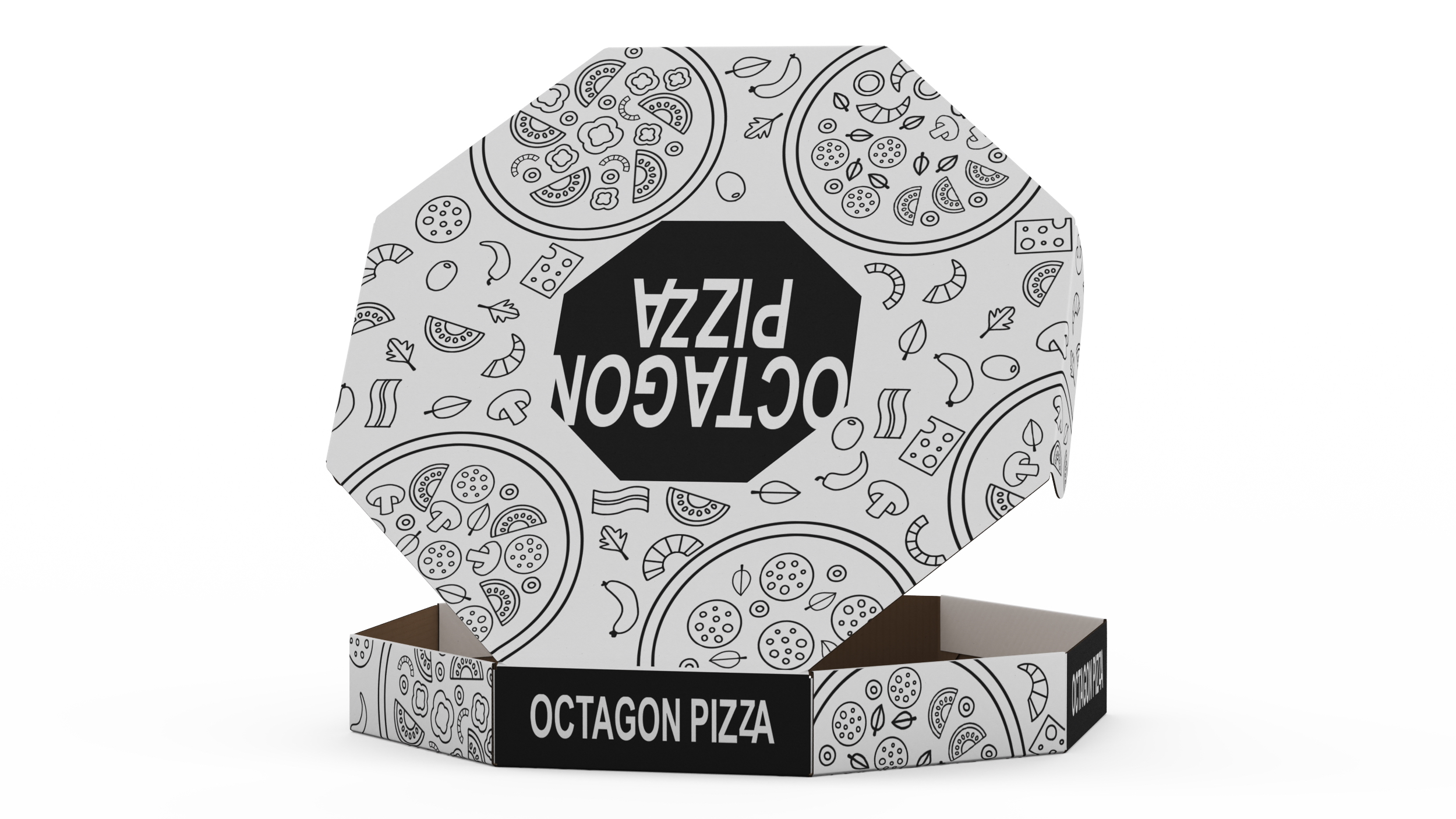 3D model Octagonal Pizza Box White