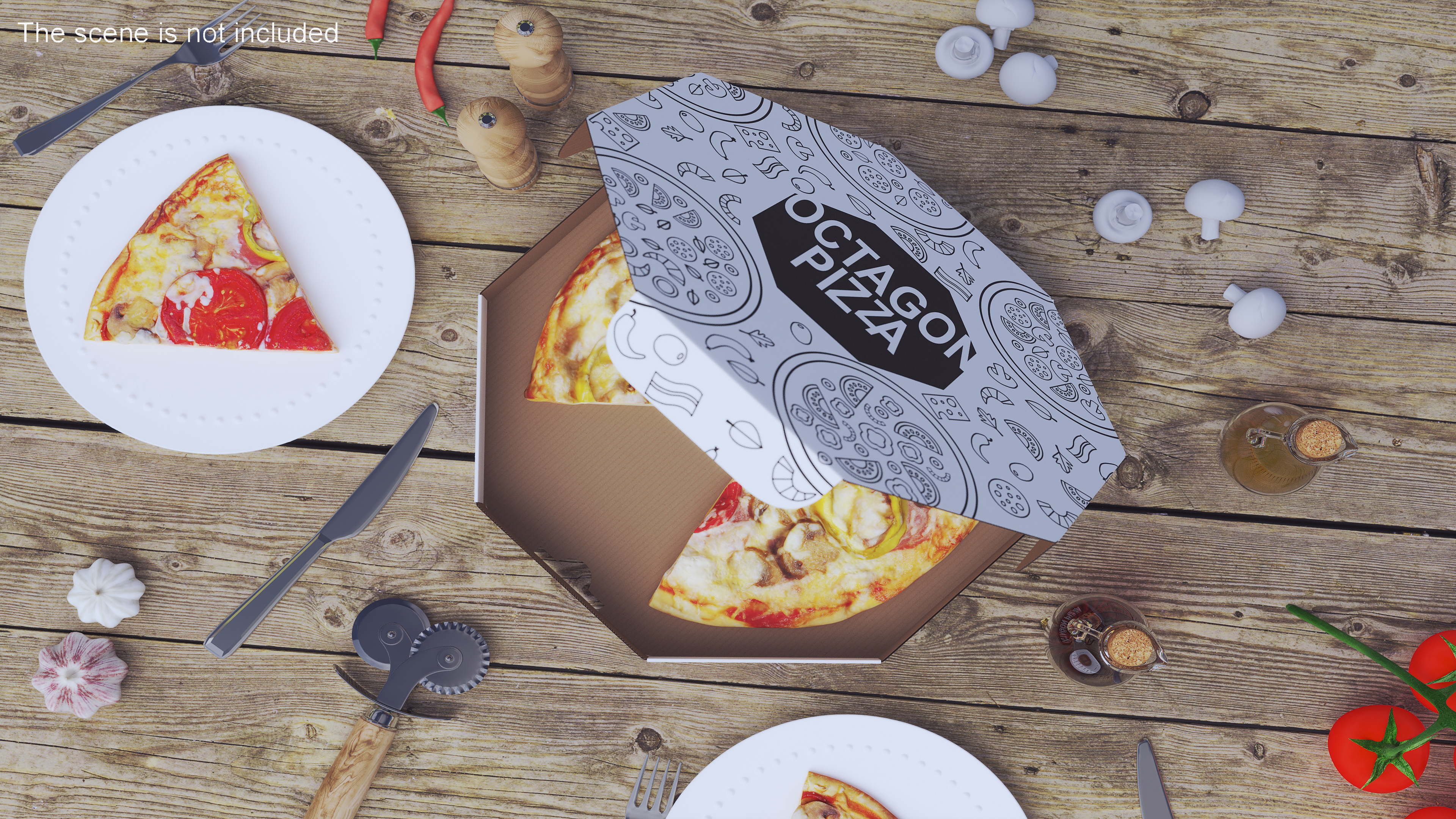 3D model Octagonal Pizza Box White