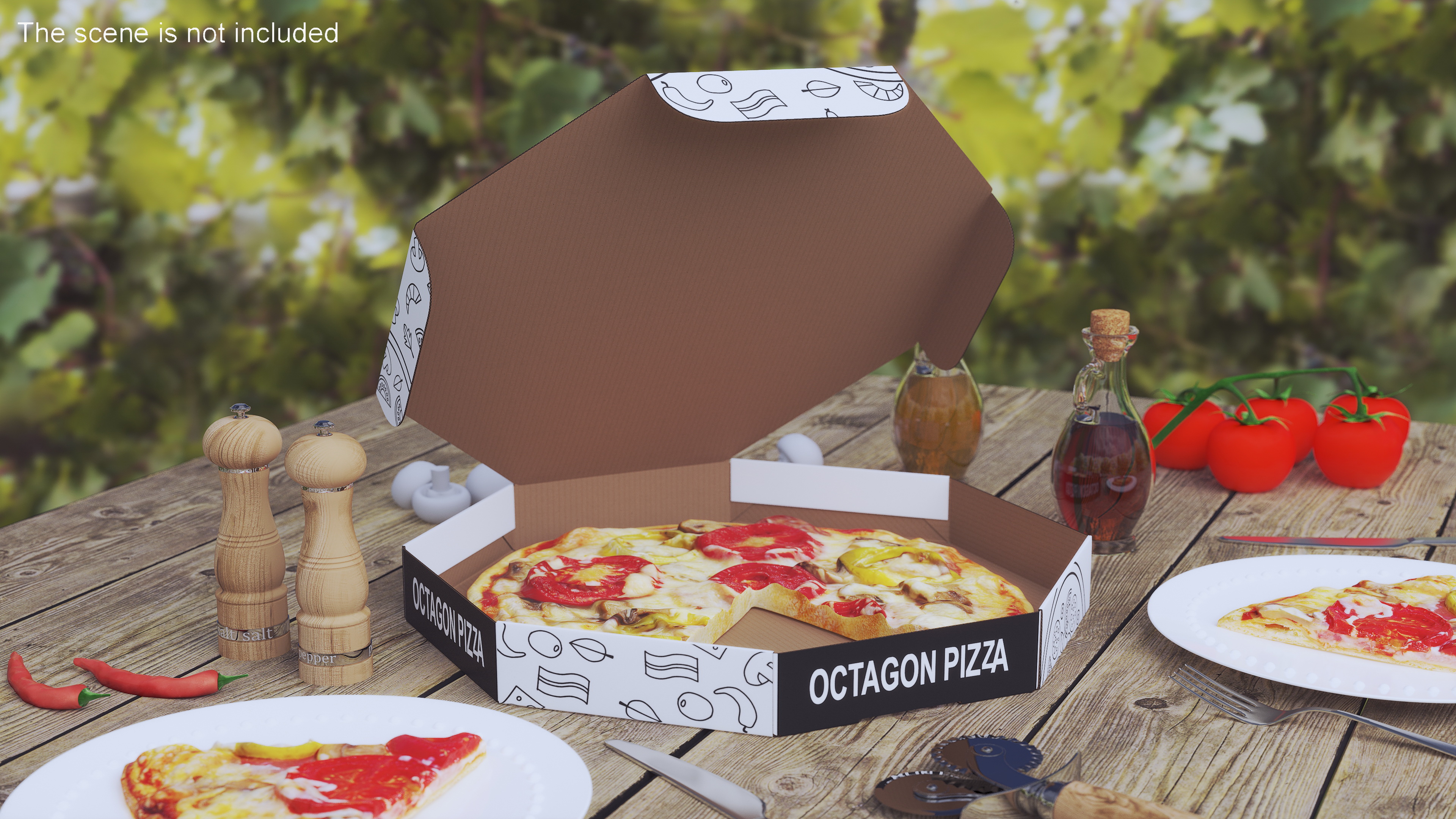 3D model Octagonal Pizza Box White