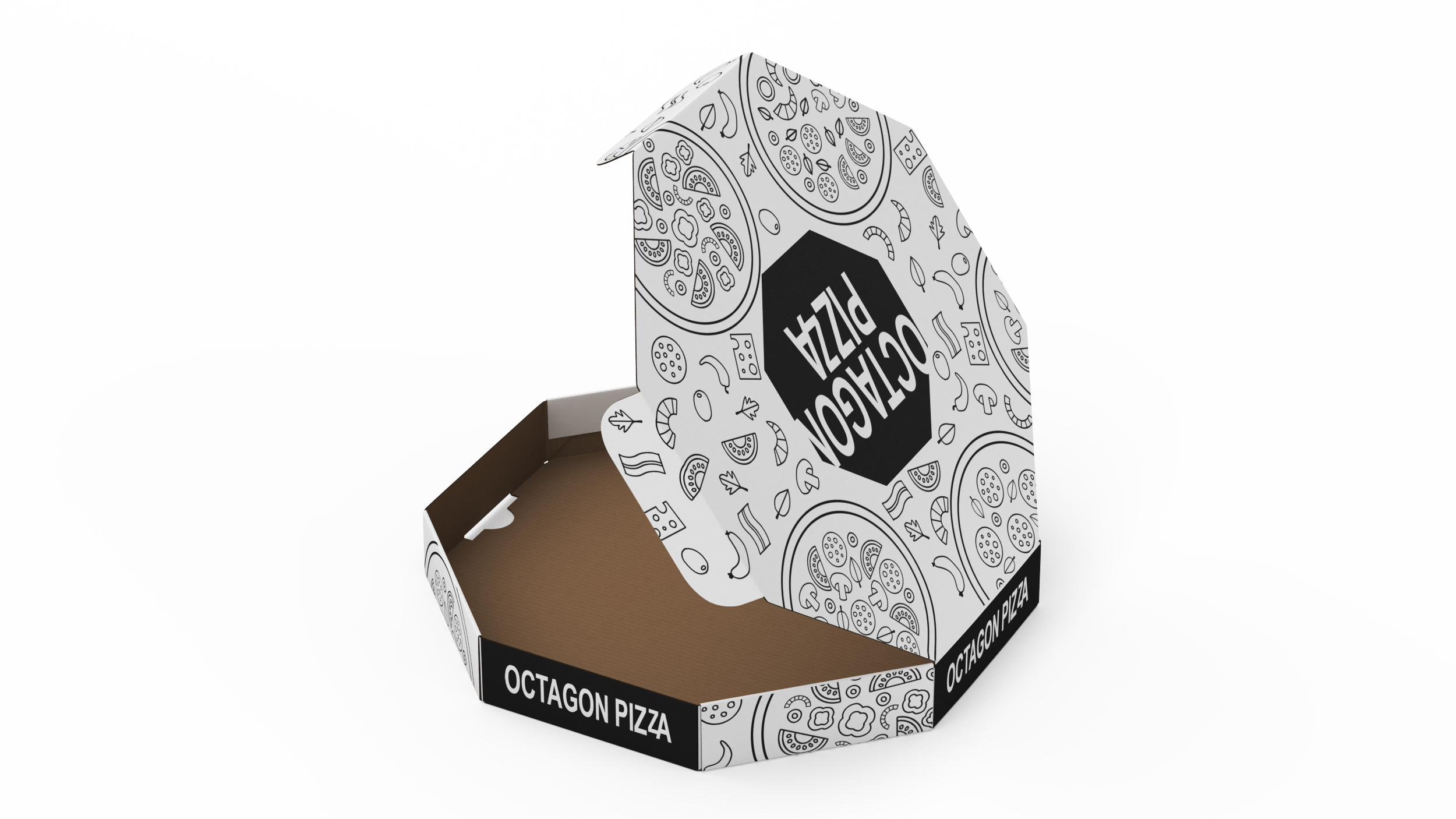 3D model Octagonal Pizza Box White