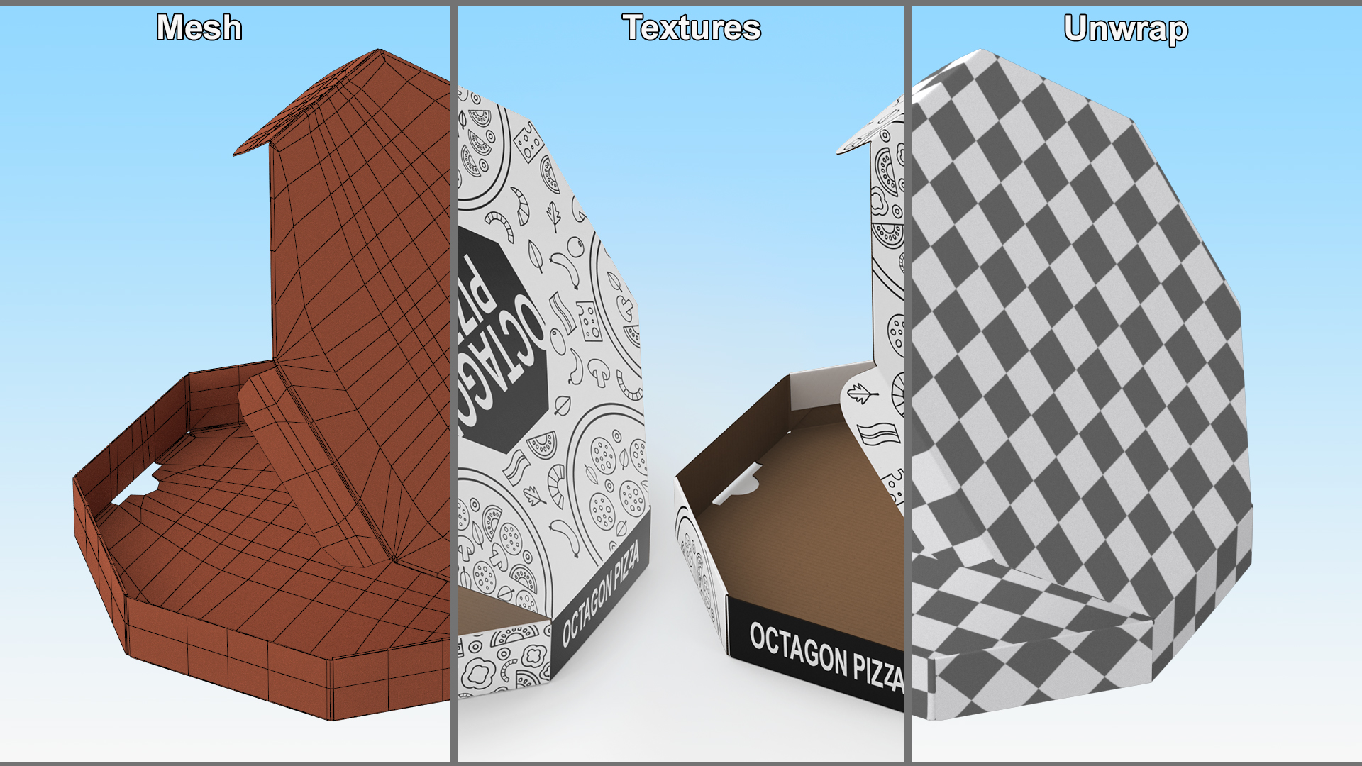 3D model Octagonal Pizza Box White