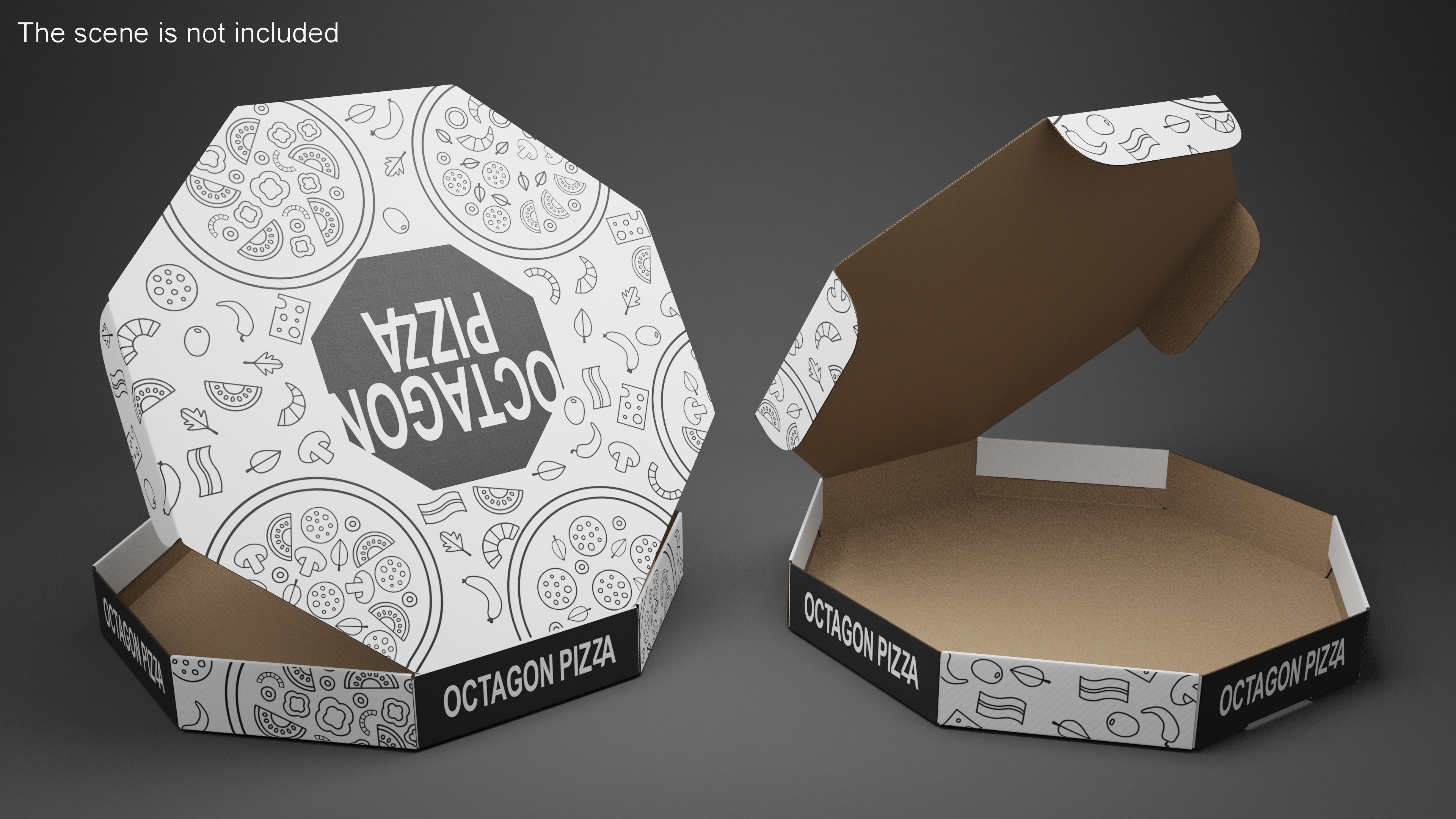 3D model Octagonal Pizza Box White