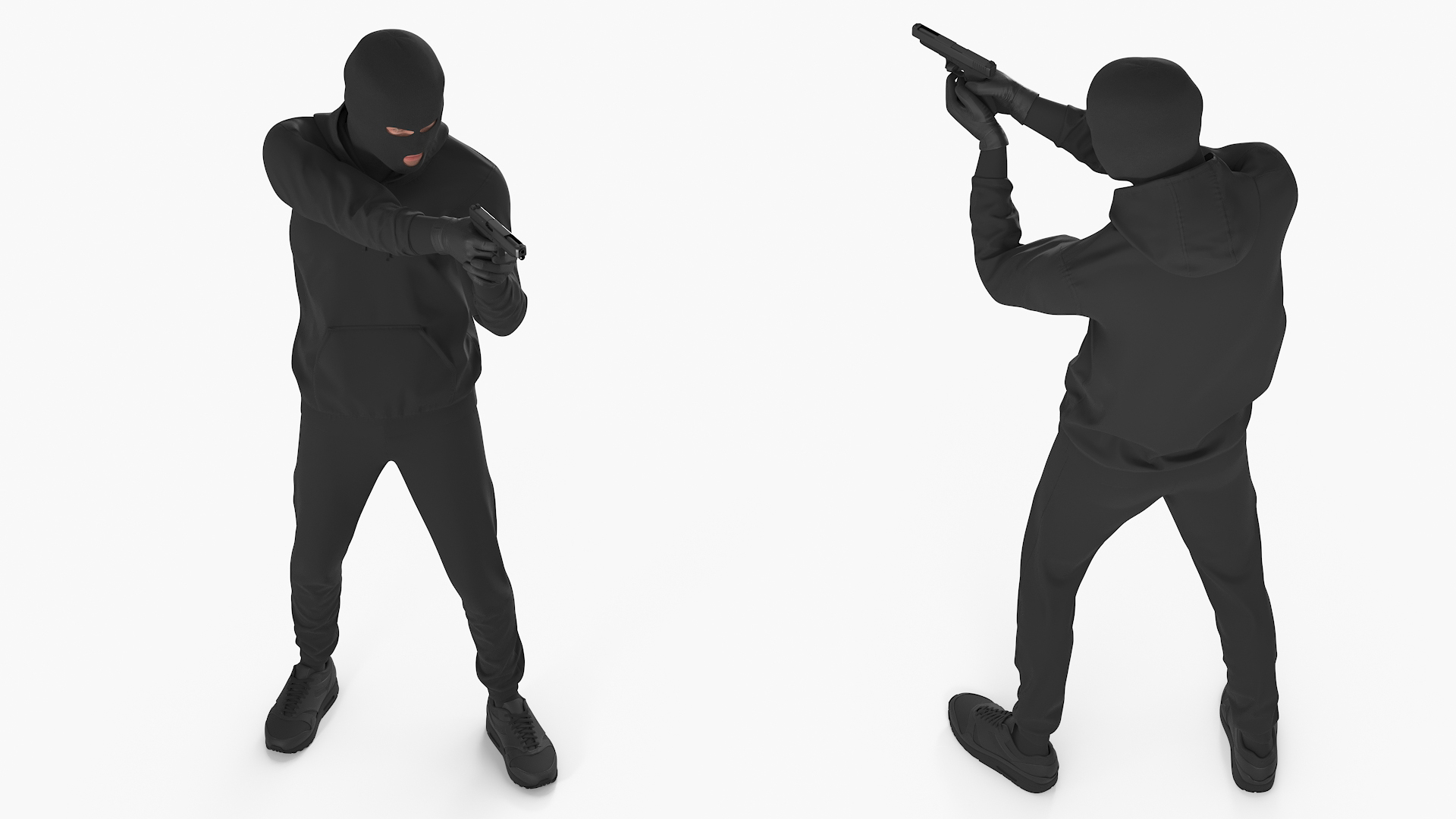 Armed Robber Character Aiming Pose 3D model