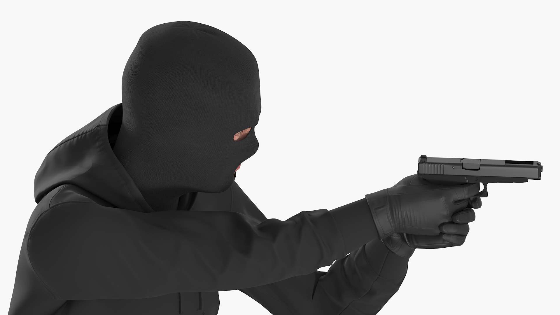 Armed Robber Character Aiming Pose 3D model