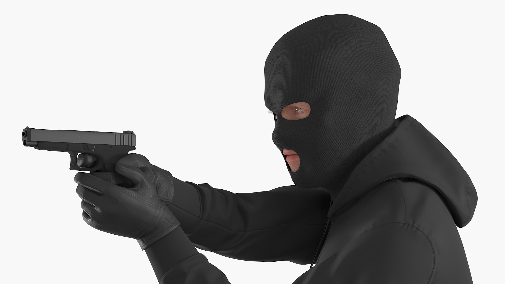 Armed Robber Character Aiming Pose 3D model