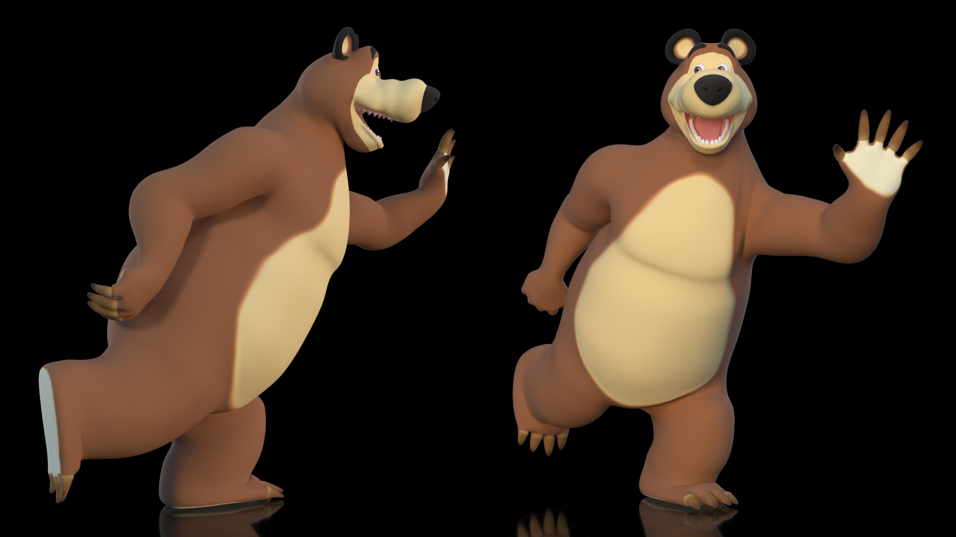 Bear Character from Children Cartoon Happy Pose 3D