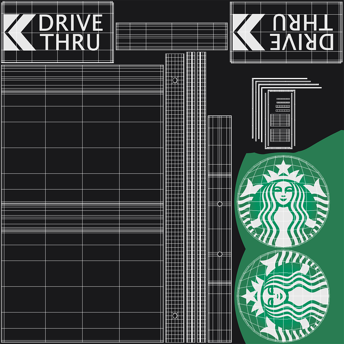 Round Starbucks Drive Thru Signage 3D model