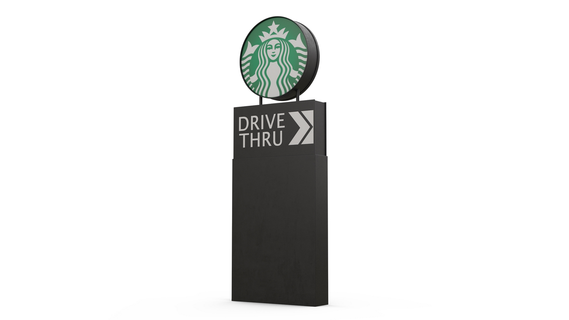 Round Starbucks Drive Thru Signage 3D model