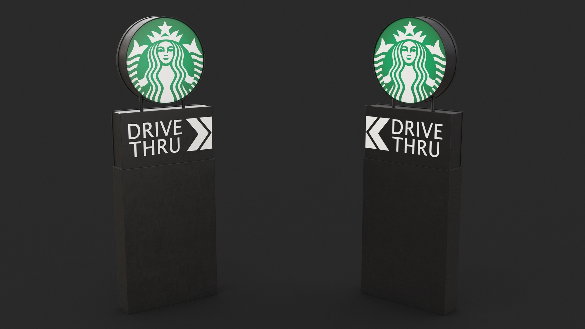 Round Starbucks Drive Thru Signage 3D model