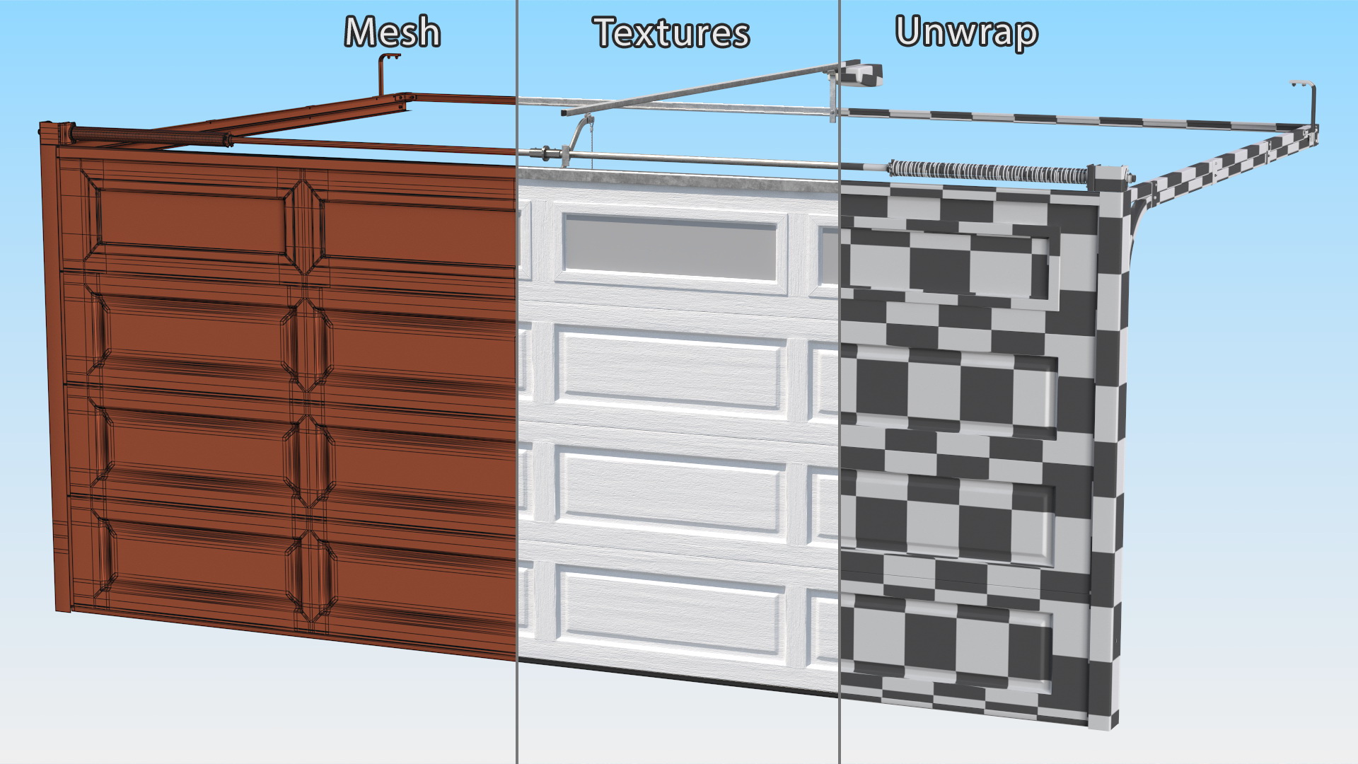 Electric Garage Doors White 3D