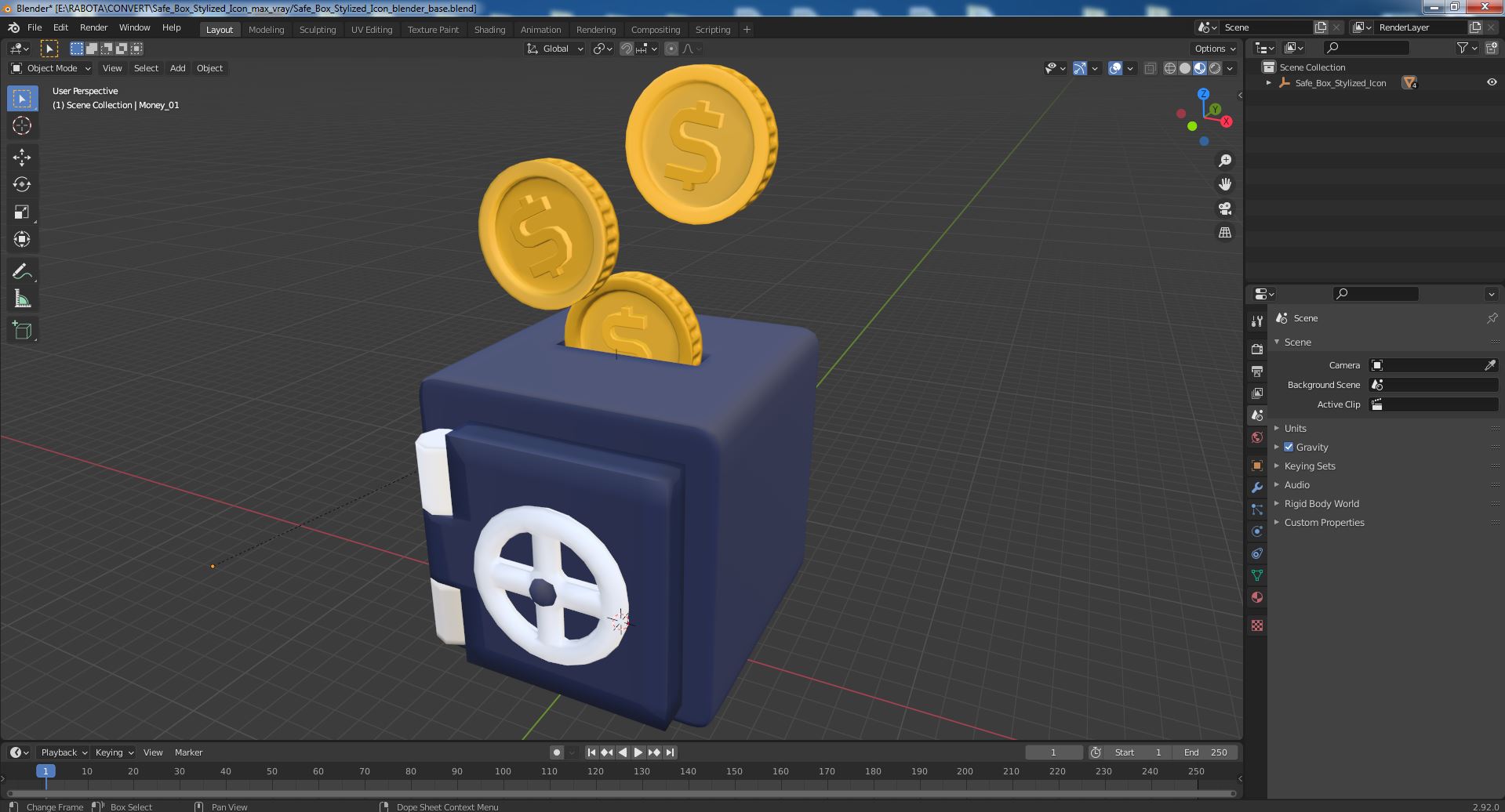 Safe Box Stylized Icon 3D