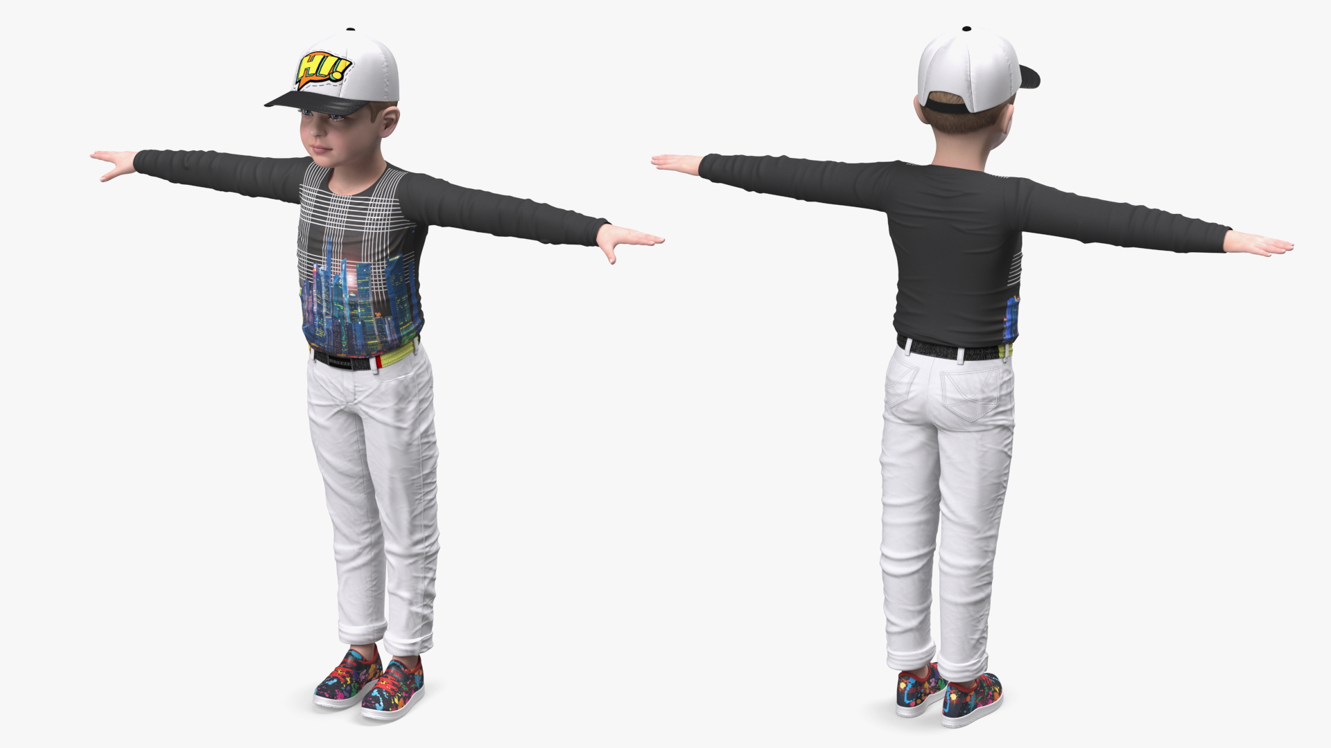 Child Boy Street Style T-Pose 3D model