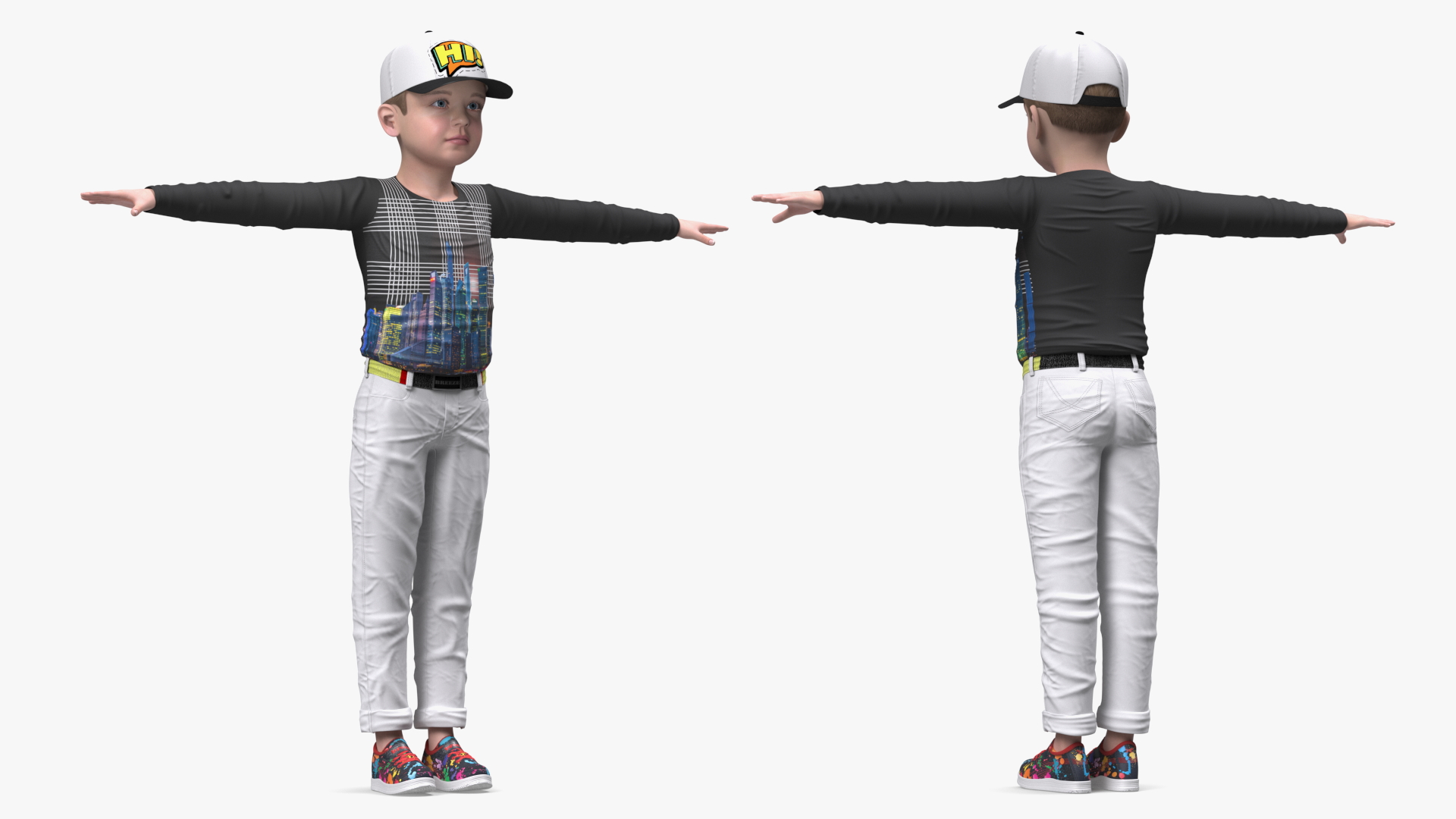 Child Boy Street Style T-Pose 3D model