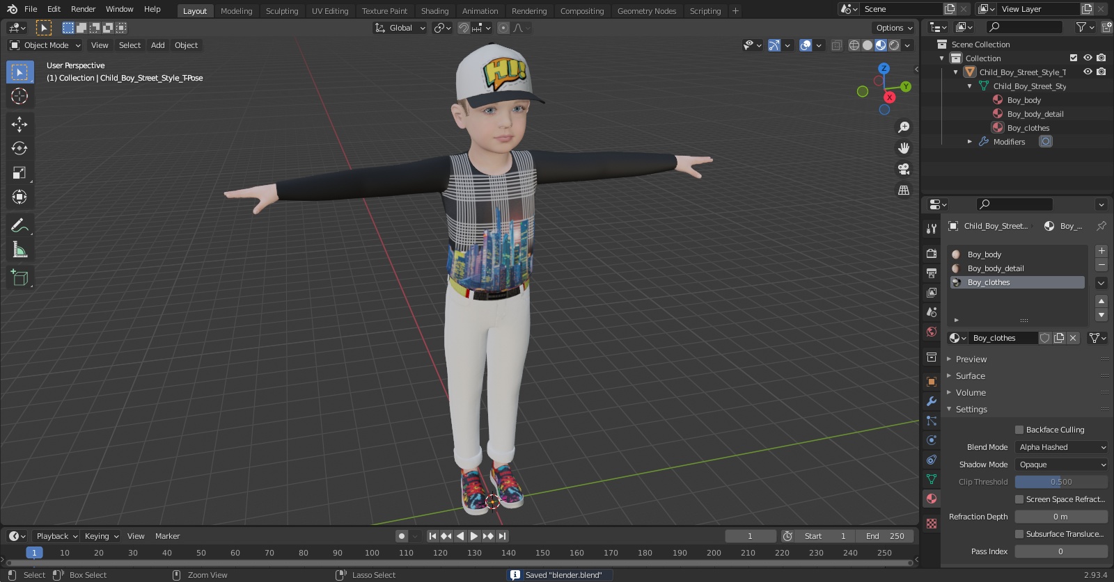 Child Boy Street Style T-Pose 3D model